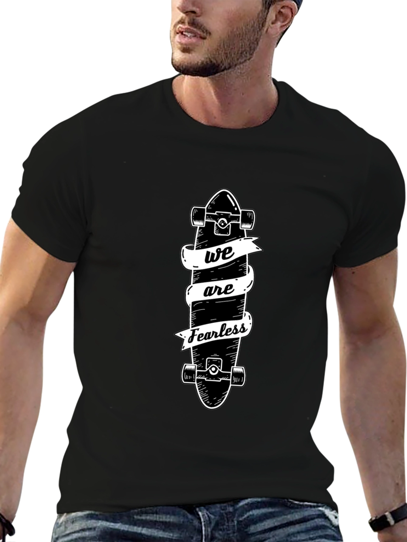 Fearless Skateboard Tee - Black Graphic T-Shirt