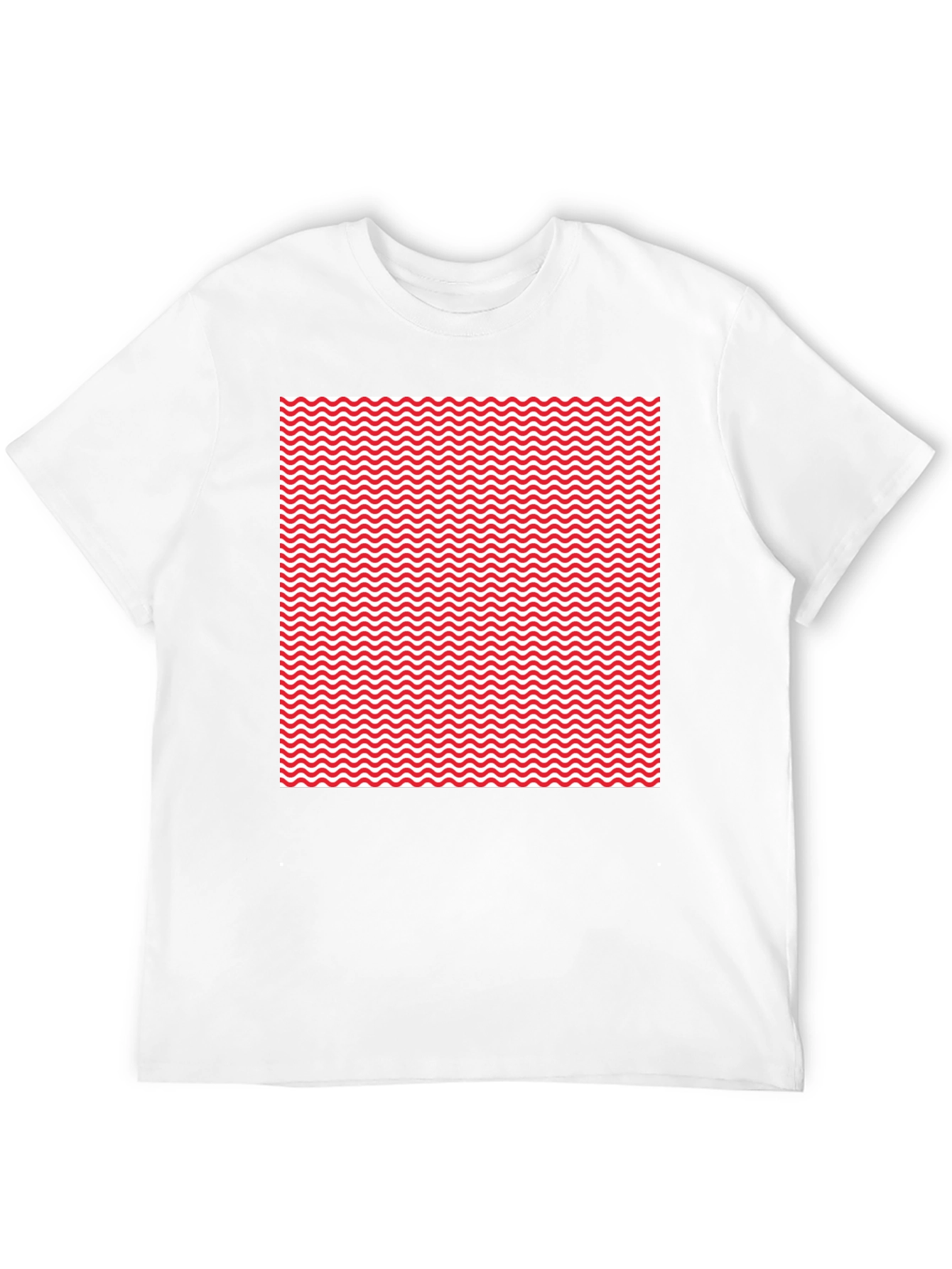 Red Wave Patterned Black T-Shirt