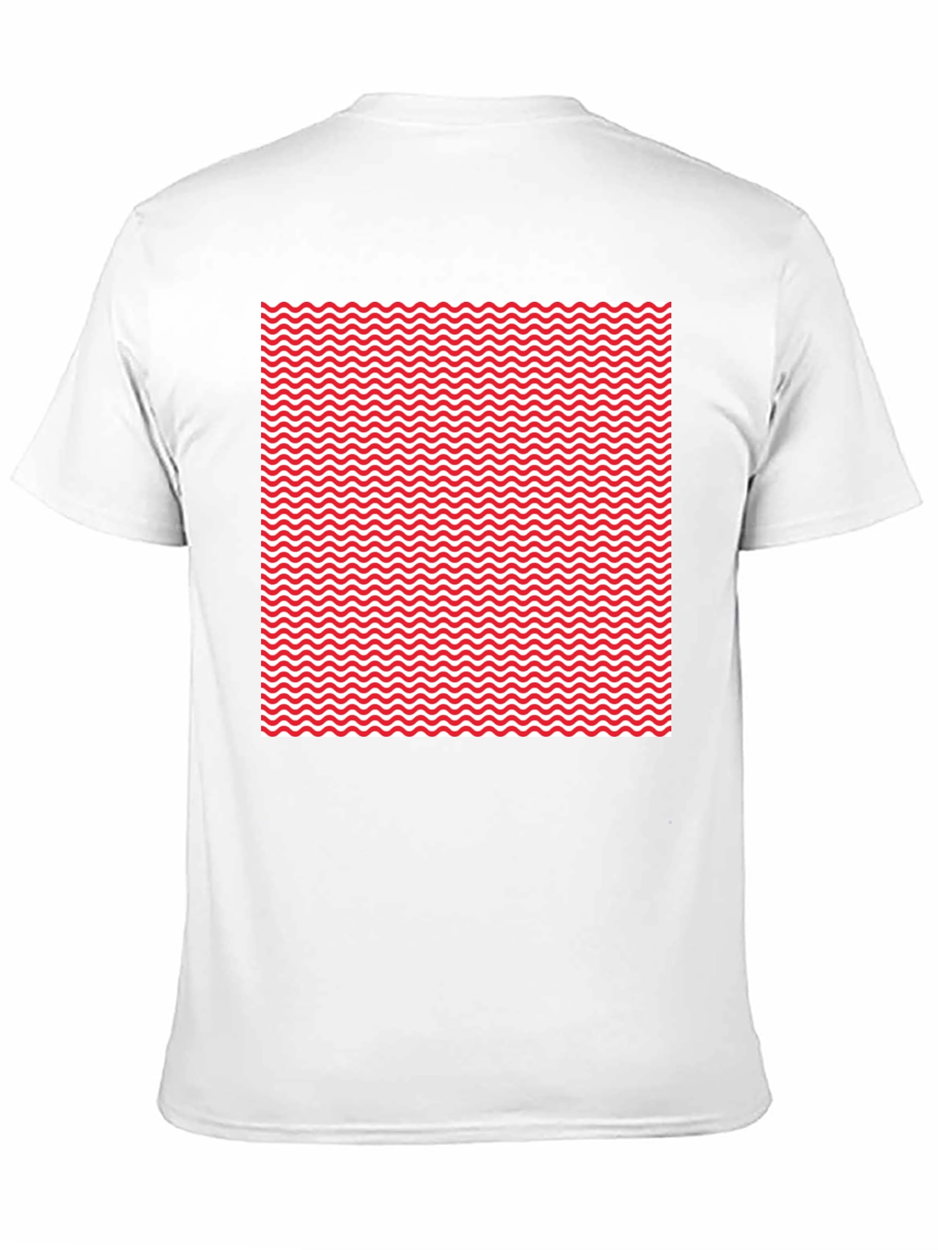 Red Wave Patterned Black T-Shirt