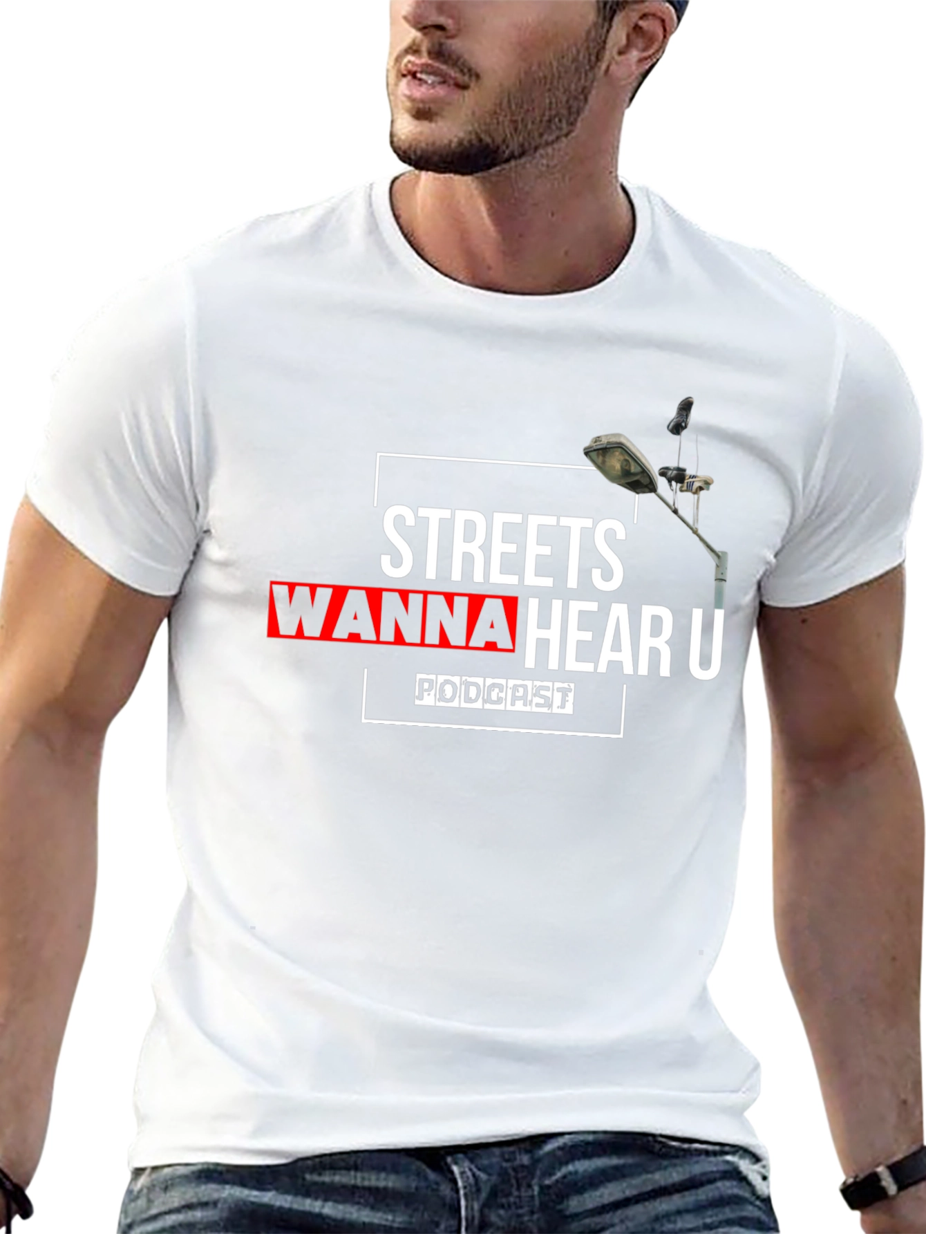 Streets Wanna Hear U Podcast Black T-Shirt
