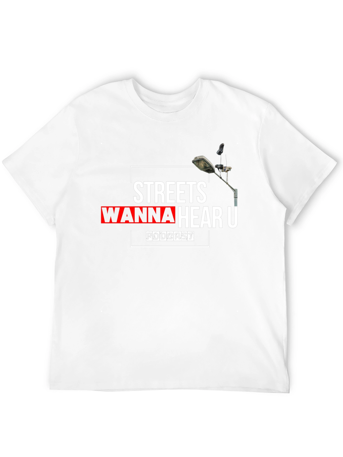 Streets Wanna Hear U Podcast Black T-Shirt