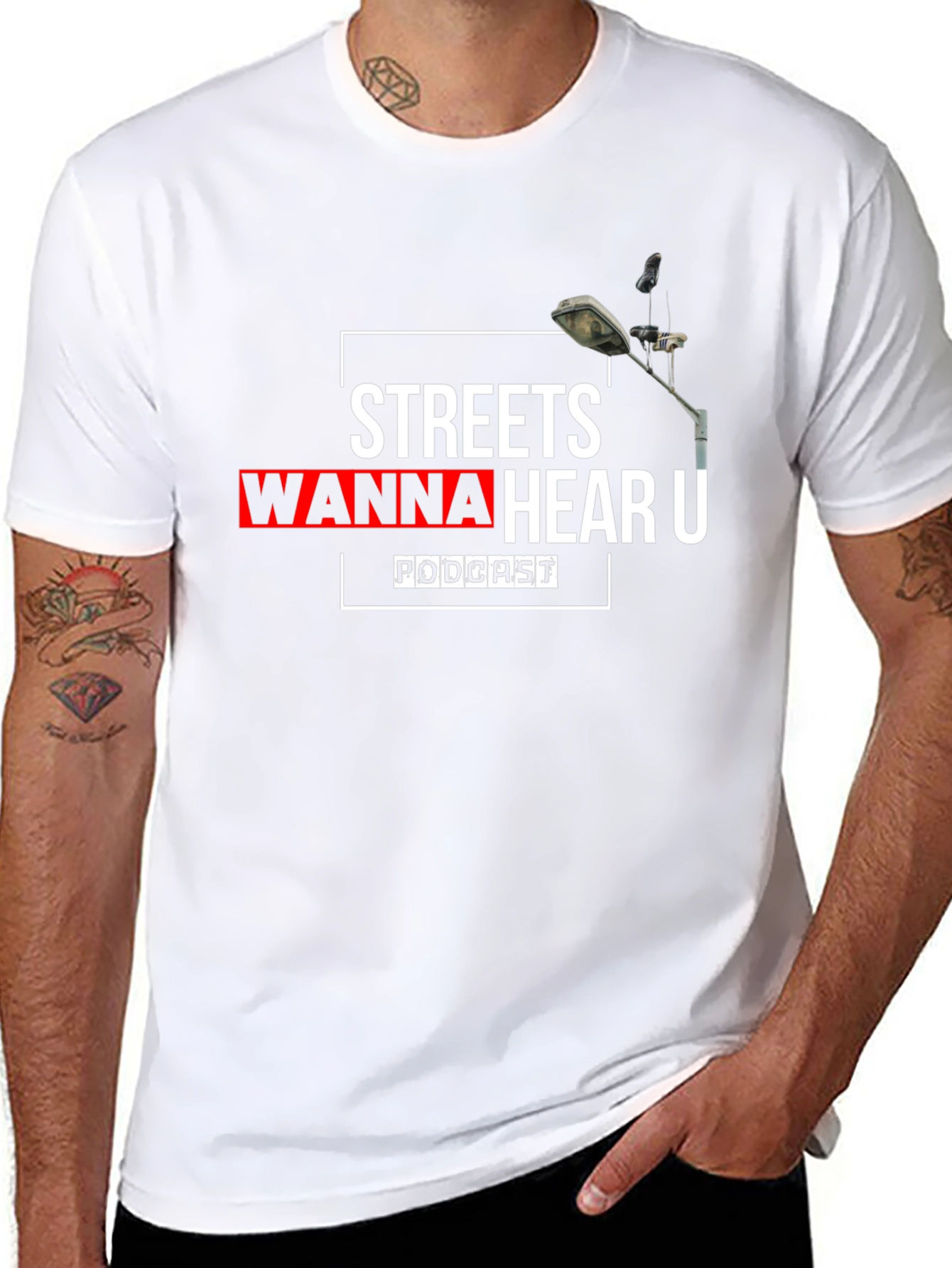 Streets Wanna Hear U Podcast Black T-Shirt