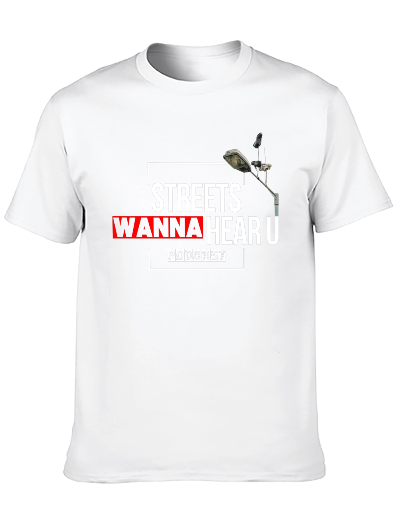 Streets Wanna Hear U Podcast Black T-Shirt
