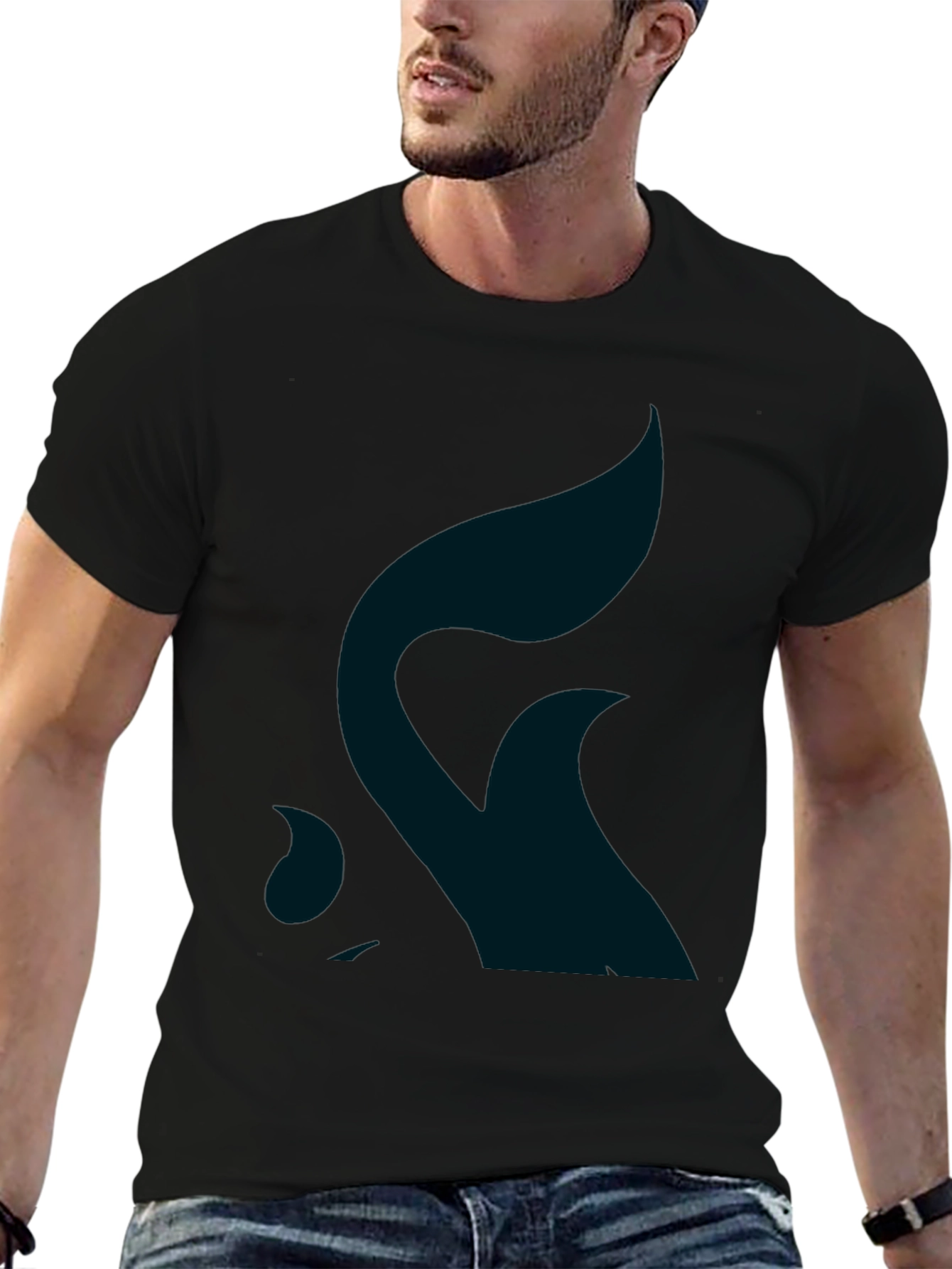 Minimalist Wave Design Black T-Shirt