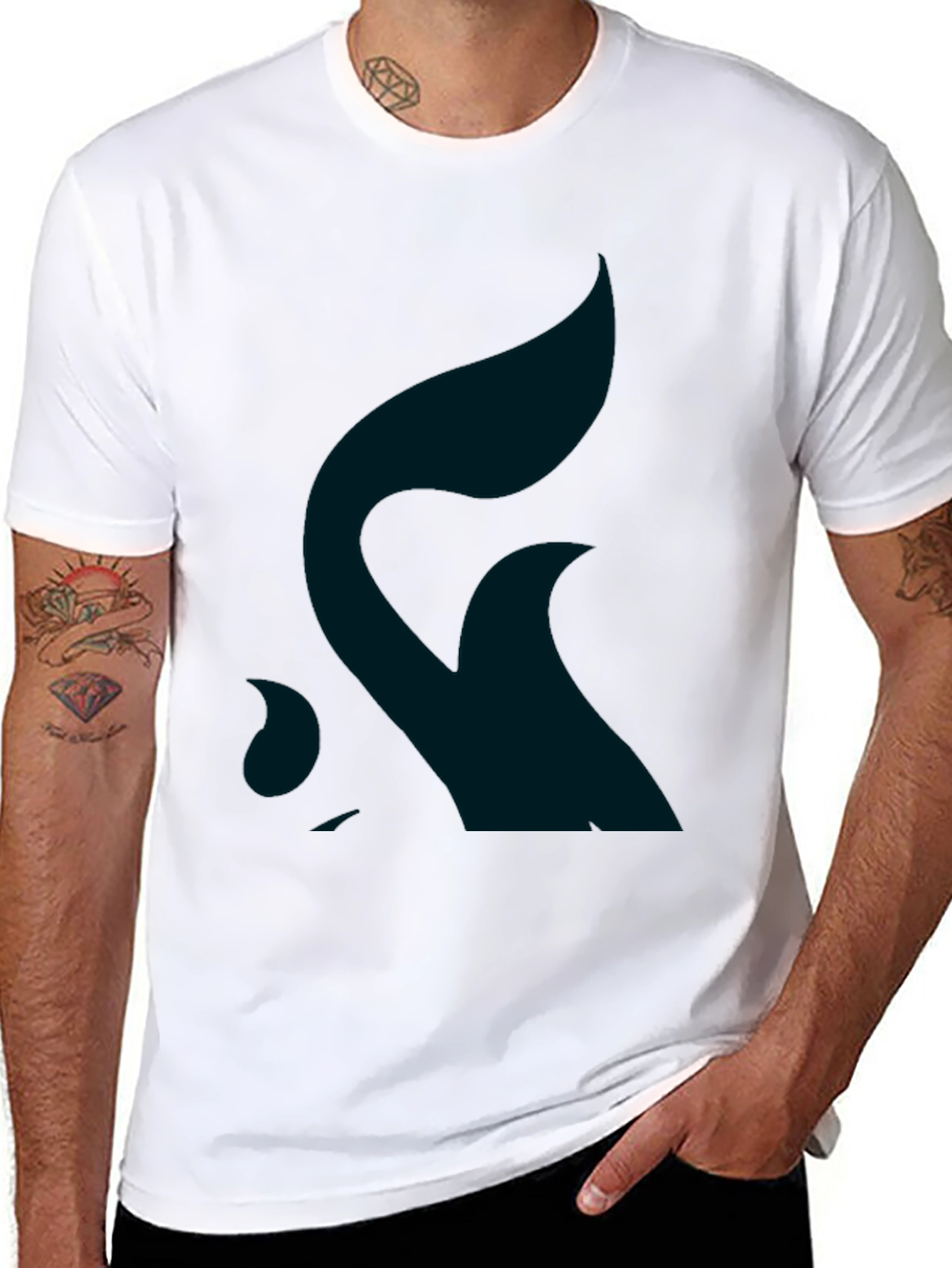 Minimalist Wave Design Black T-Shirt