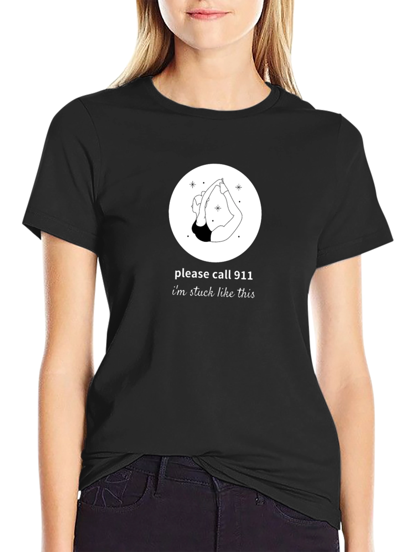 Yoga Stuck Funny Graphic T-Shirt