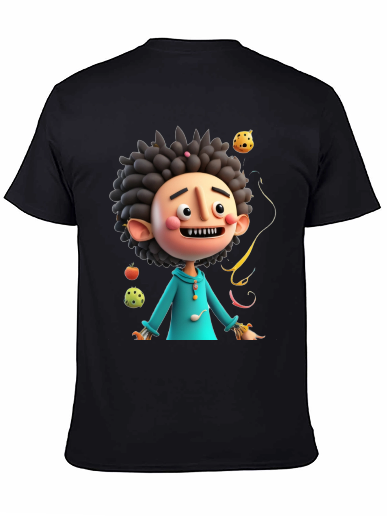 Fun Cartoon Character Black T-Shirt