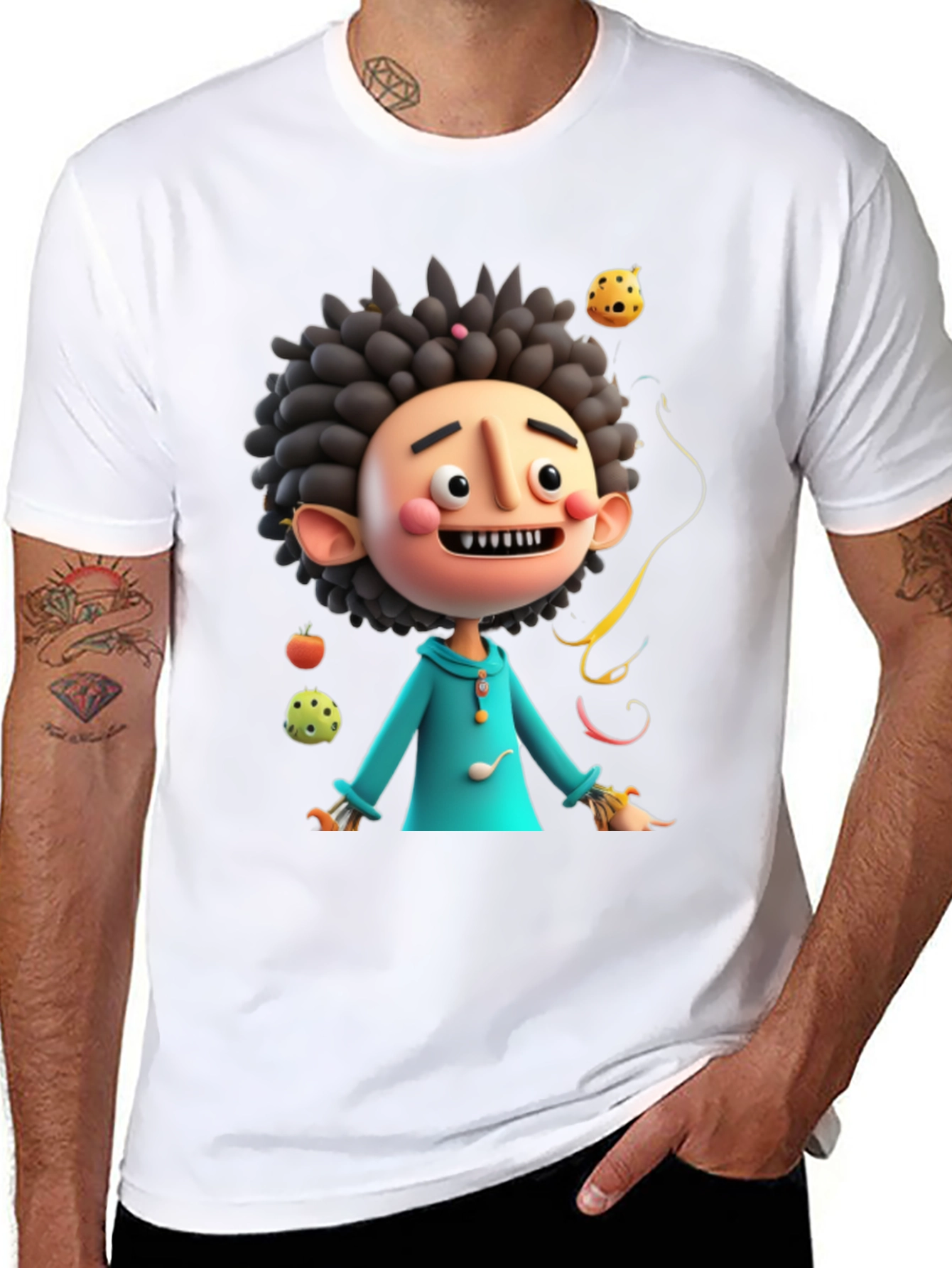Fun Cartoon Character Black T-Shirt