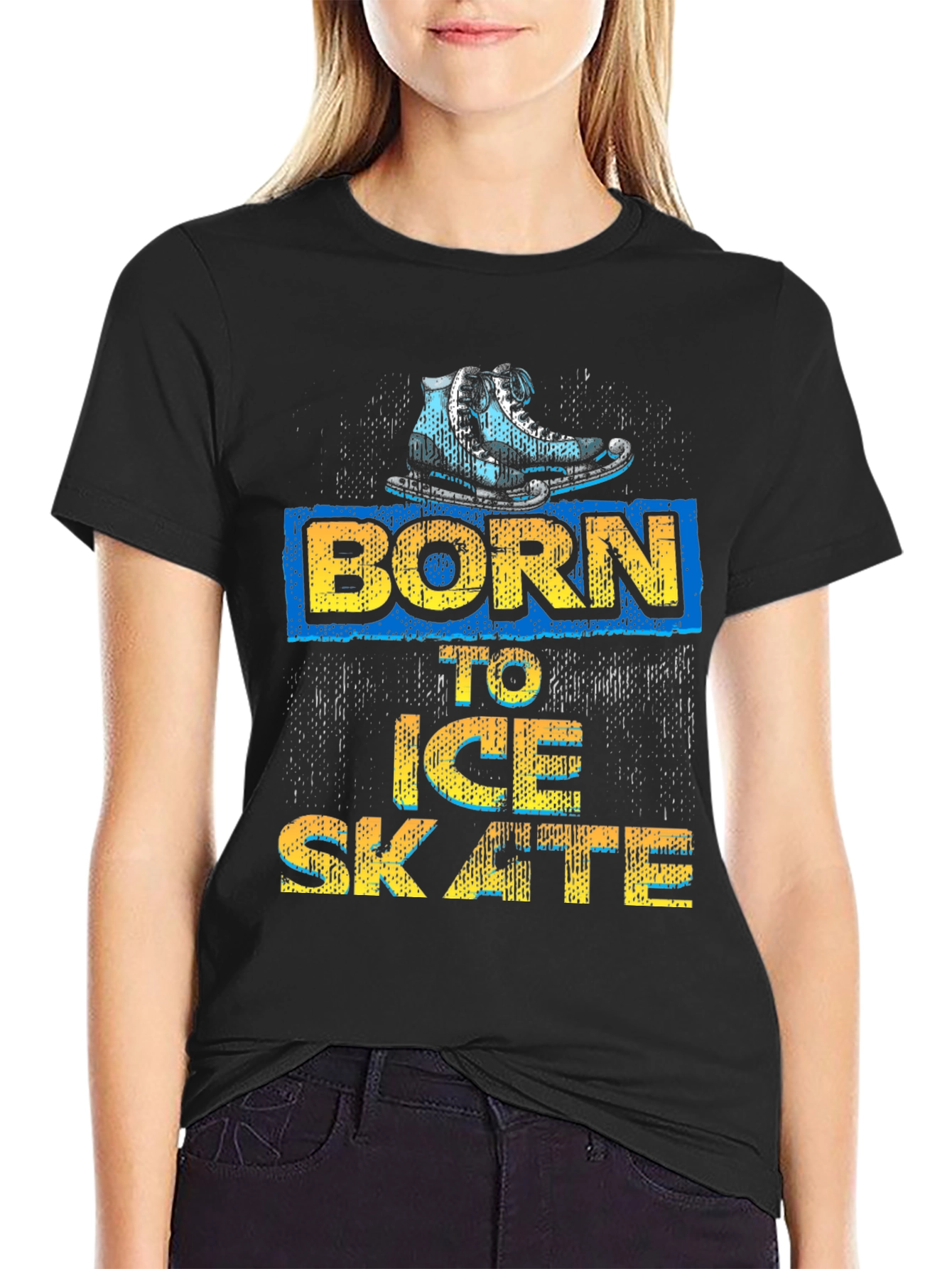Born to Ice Skate Black Graphic Tee