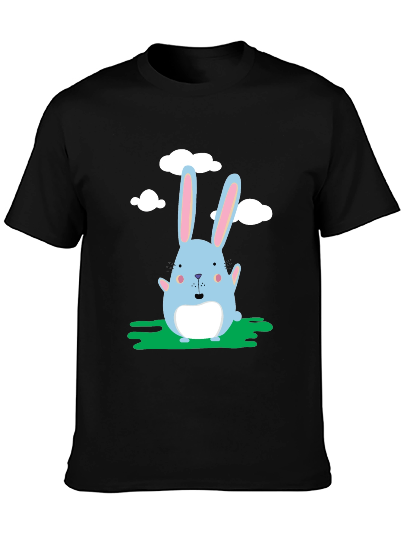 Cute Bunny Graphic Black T-Shirt