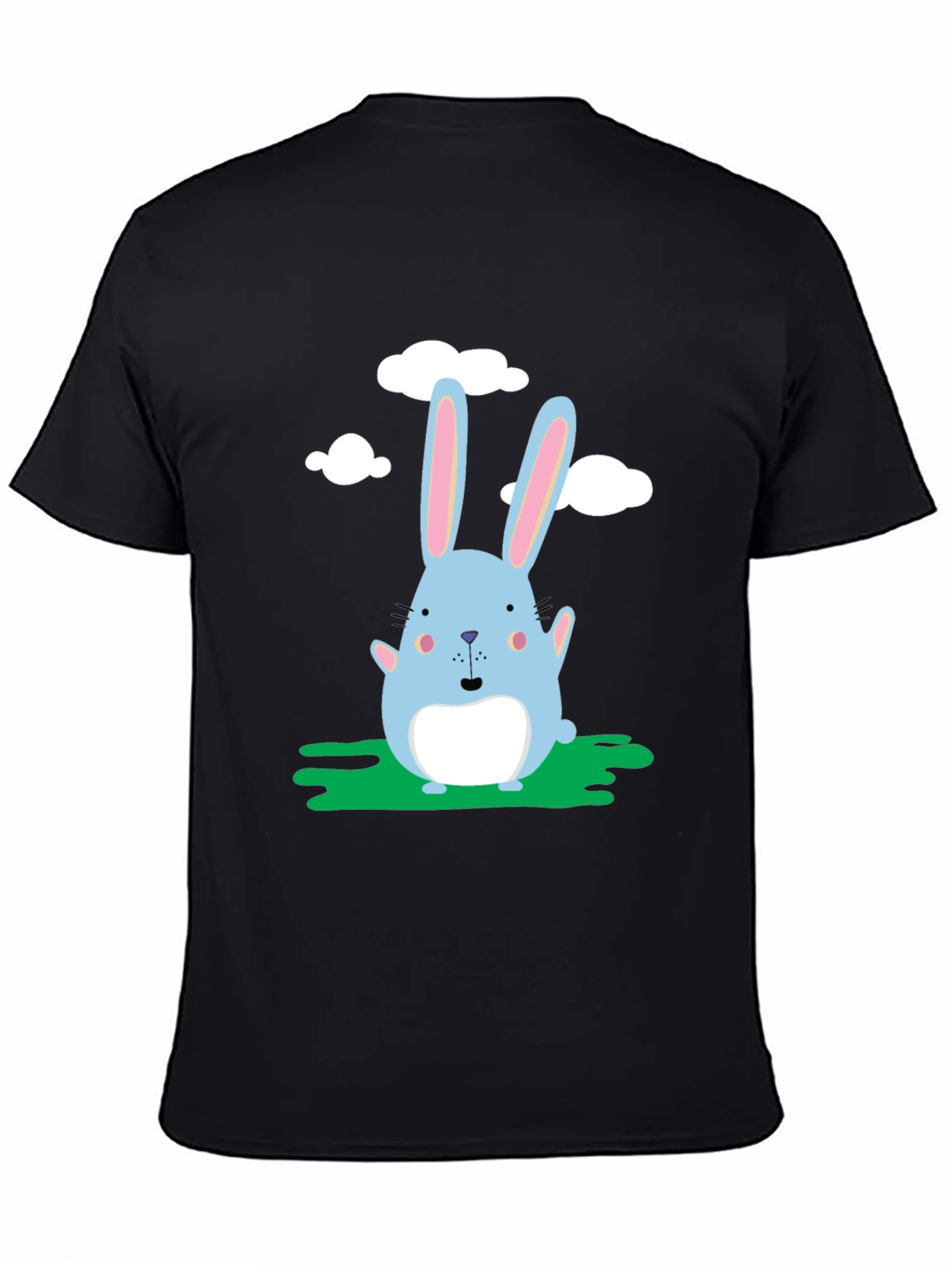 Cute Bunny Graphic Black T-Shirt