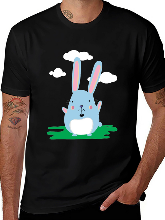 Cute Bunny Graphic Black T-Shirt