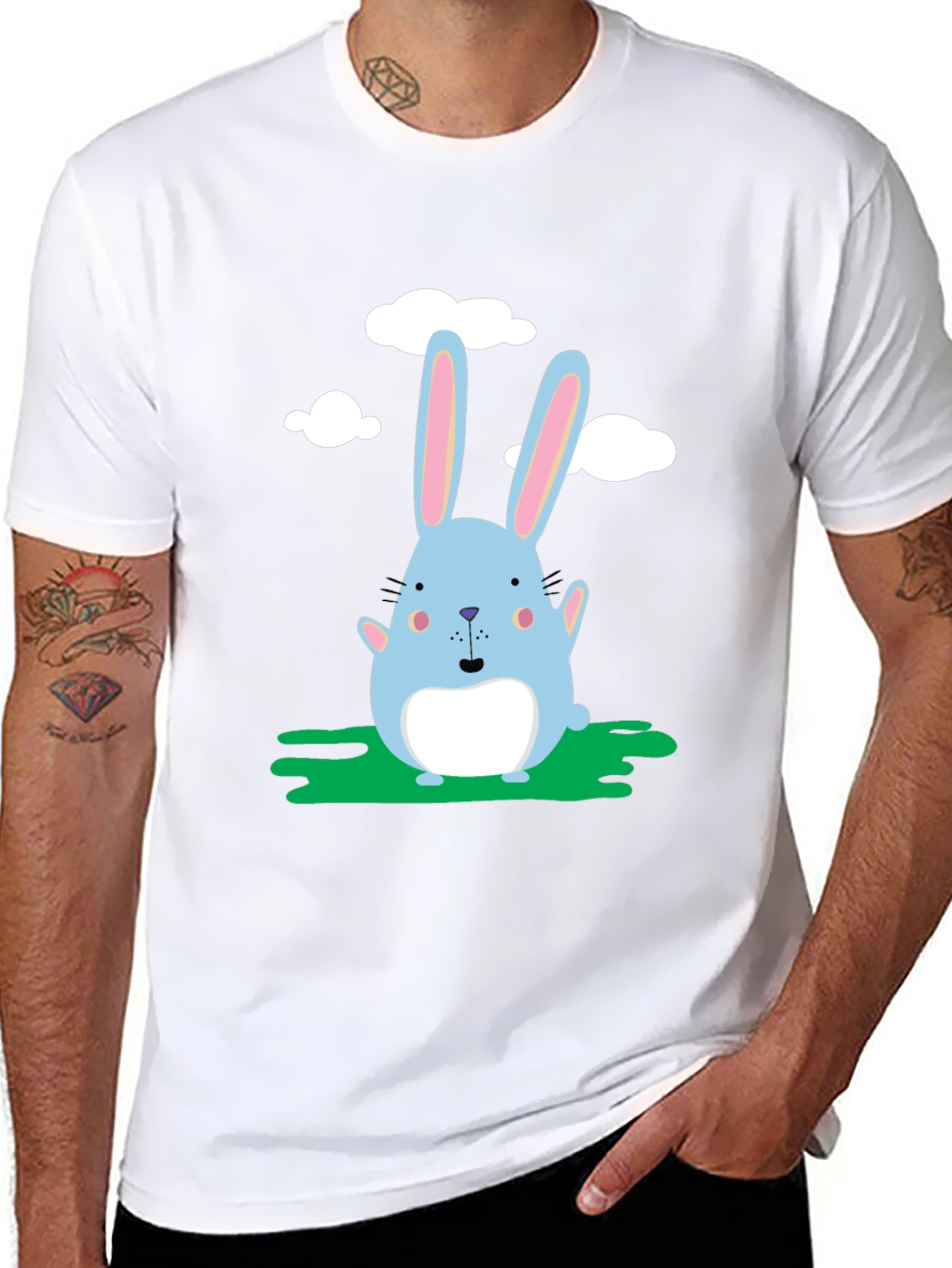 Cute Bunny Graphic Black T-Shirt