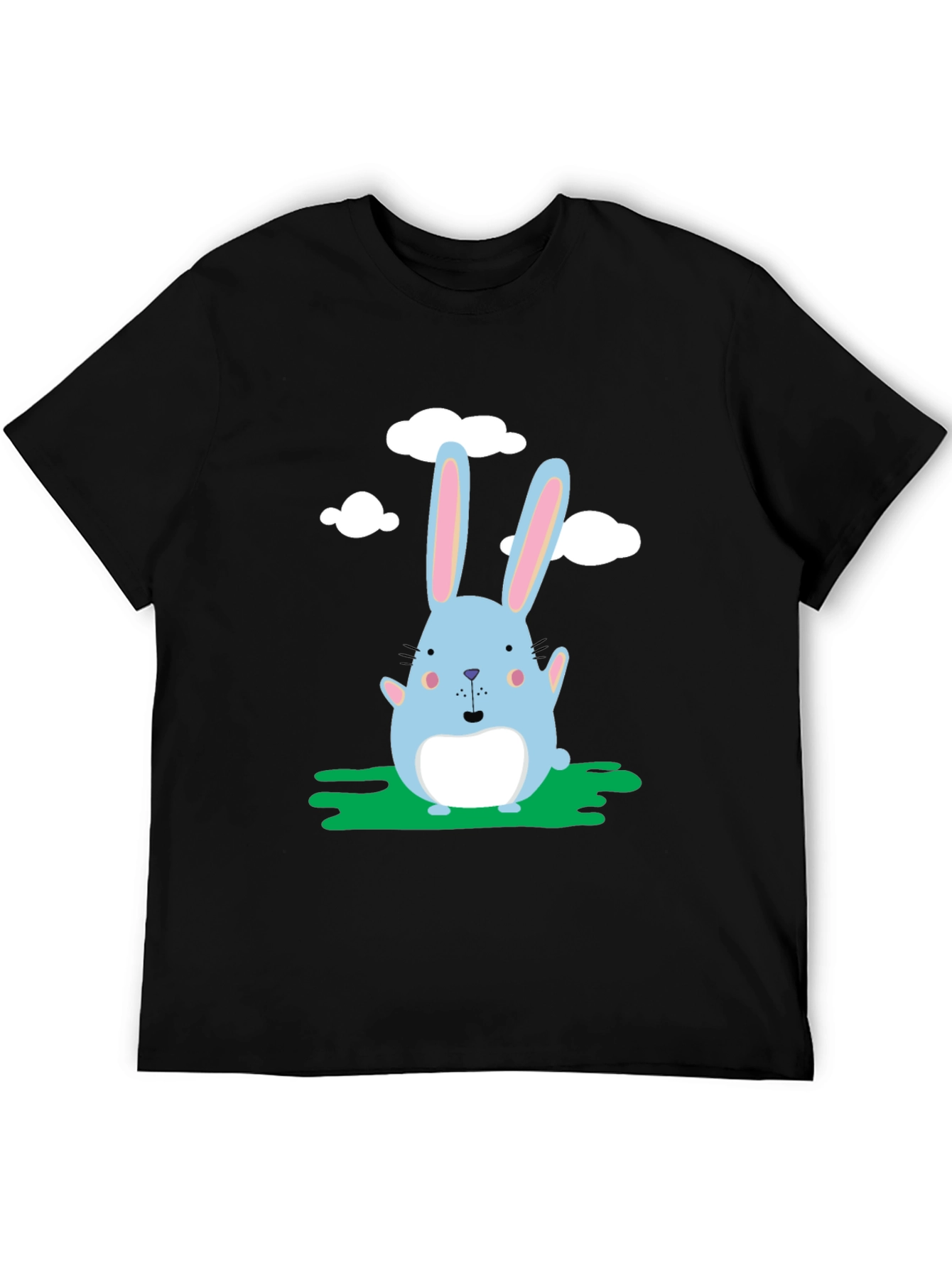 Cute Bunny Graphic Black T-Shirt