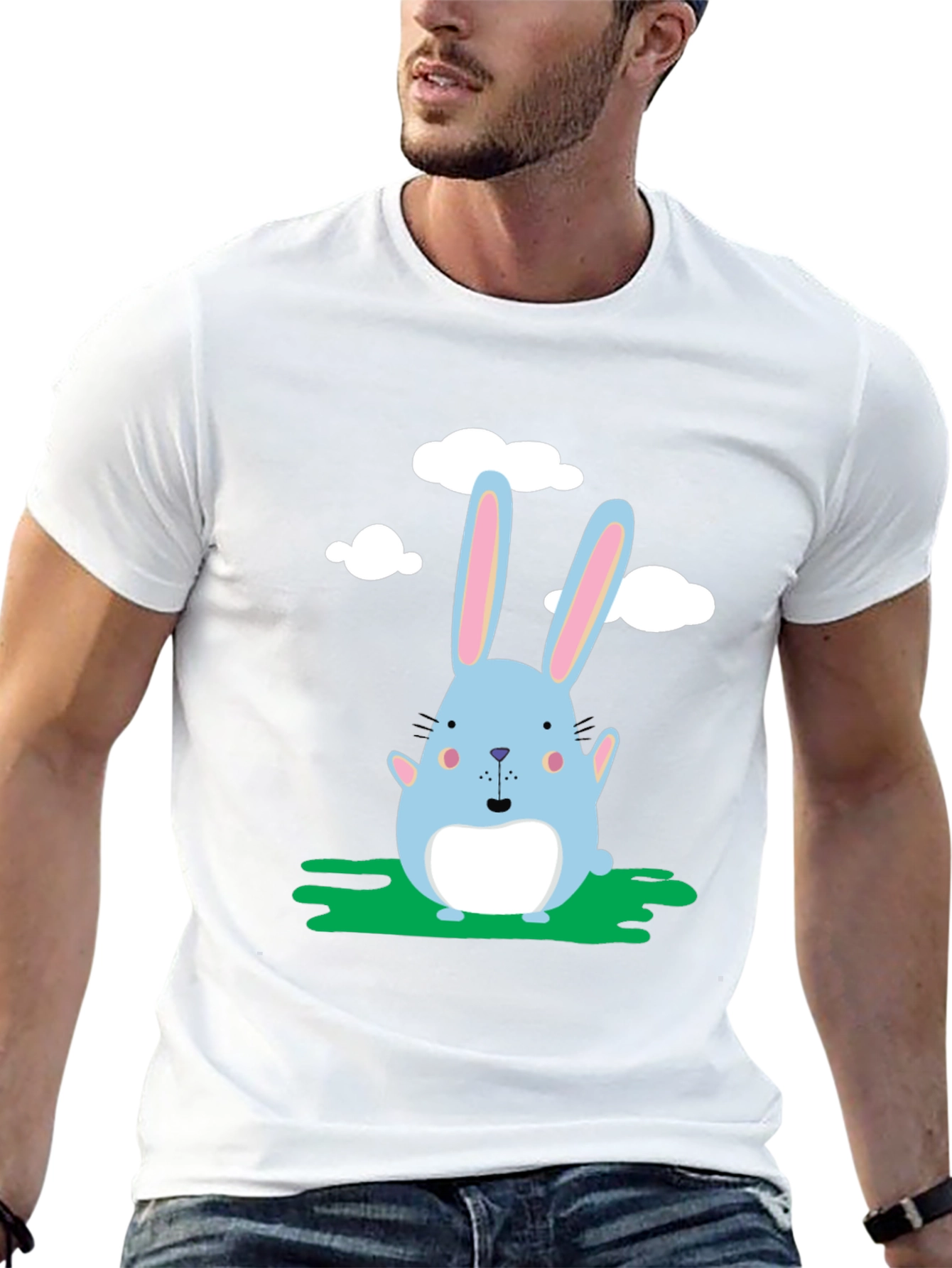 Cute Bunny Graphic Black T-Shirt