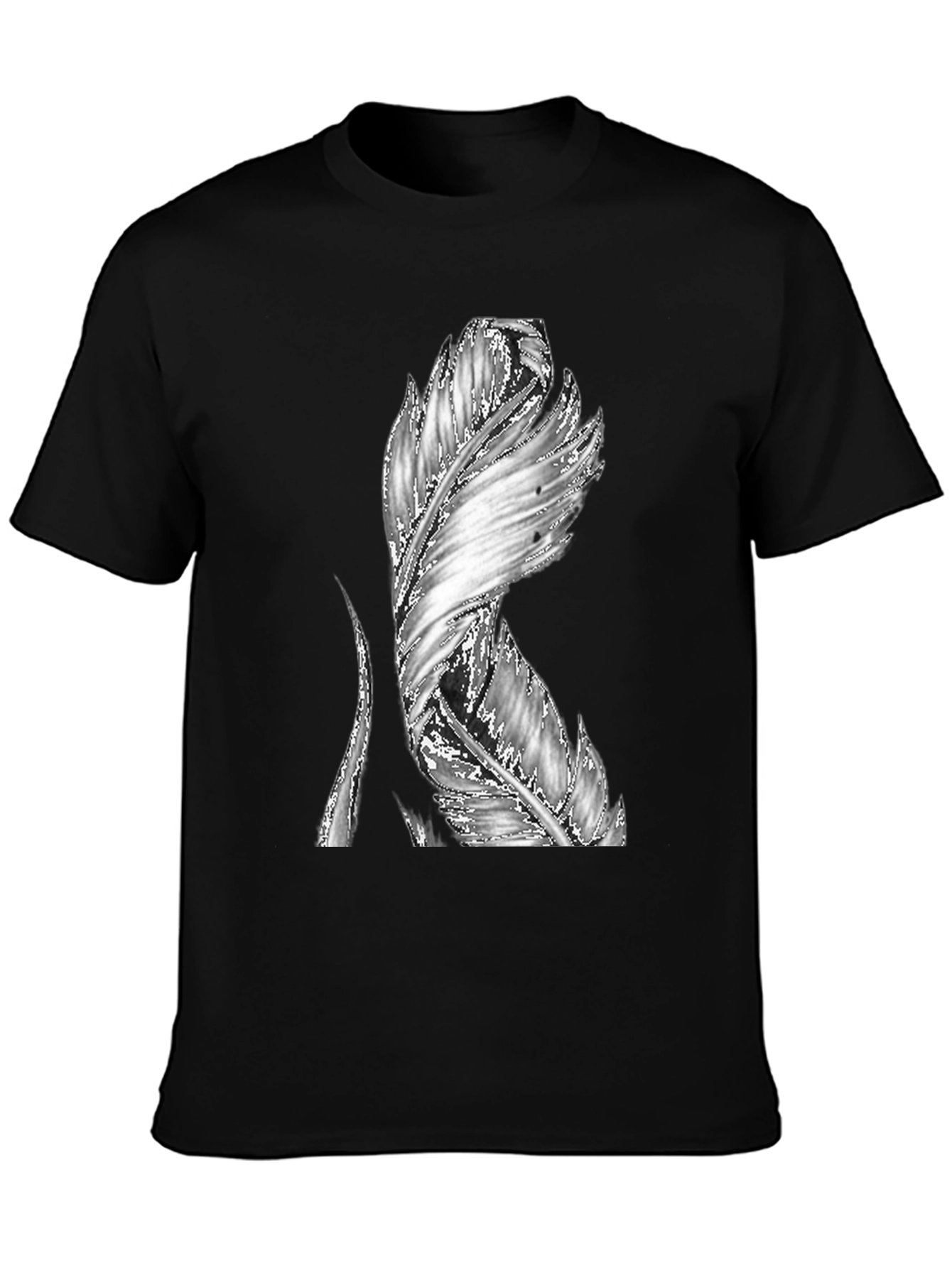 Feather Graphic Black T-Shirt - Unique Design