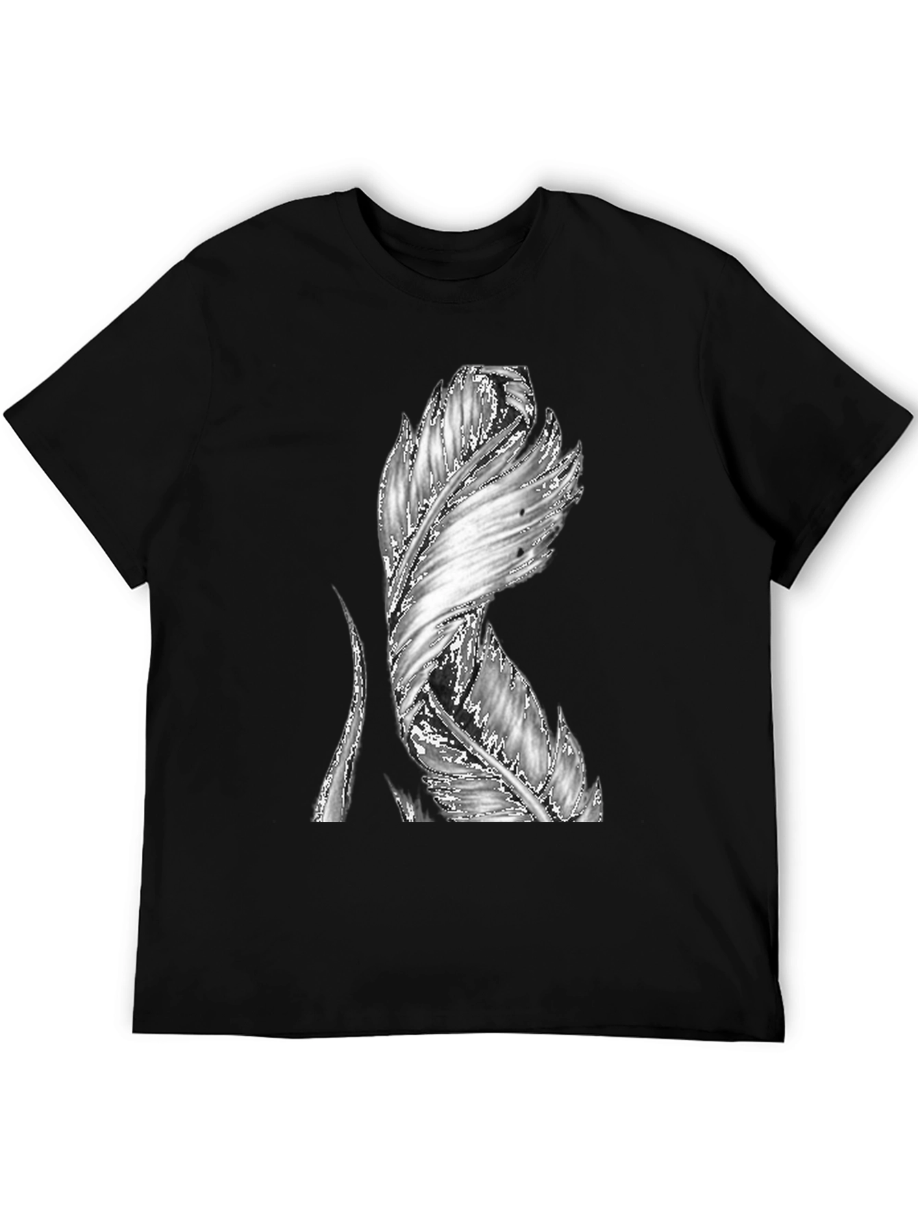 Feather Graphic Black T-Shirt - Unique Design
