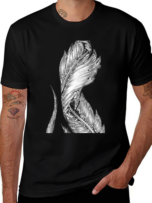 Feather Graphic Black T-Shirt - Unique Design