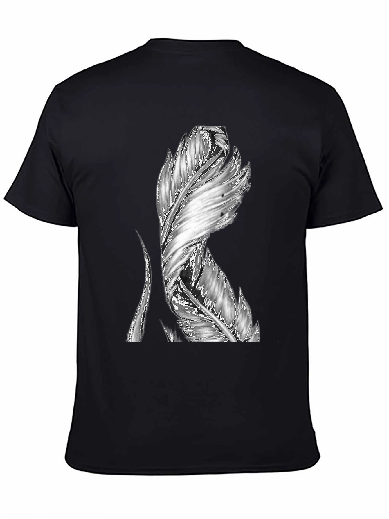 Feather Graphic Black T-Shirt - Unique Design