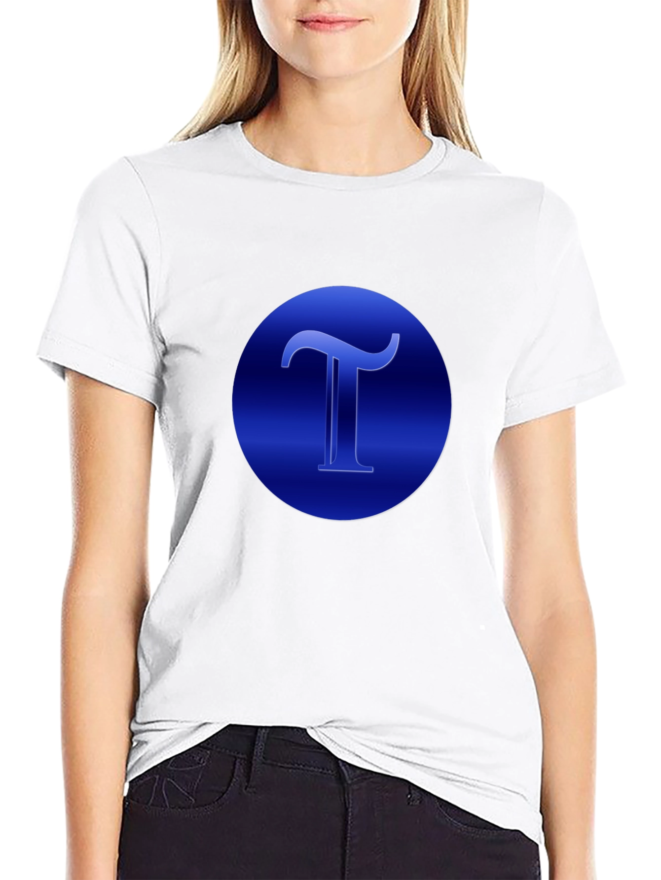 Blue T Graphic Black T-Shirt