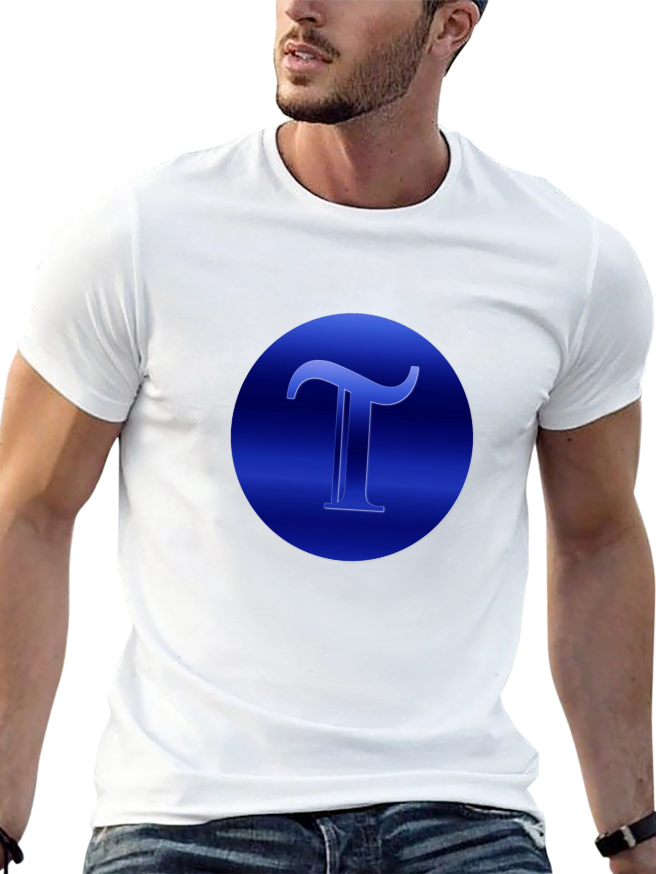 Blue T Graphic Black T-Shirt