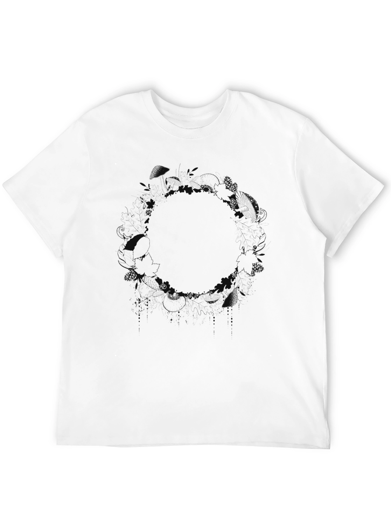 Mens Black Crew Neck Graphic T-Shirt