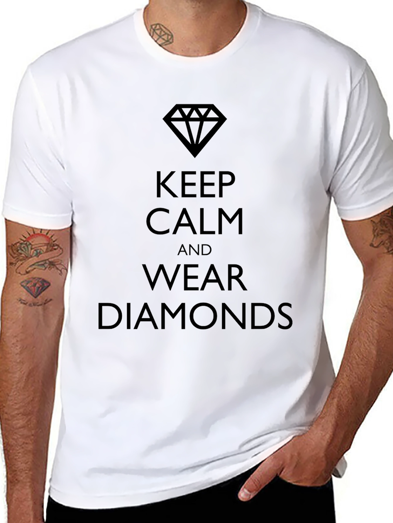 Keep Calm & Wear Diamonds Black Graphic Tee