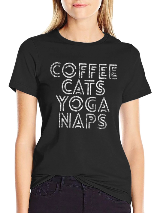 Coffee Cats Yoga Naps Graphic Tee