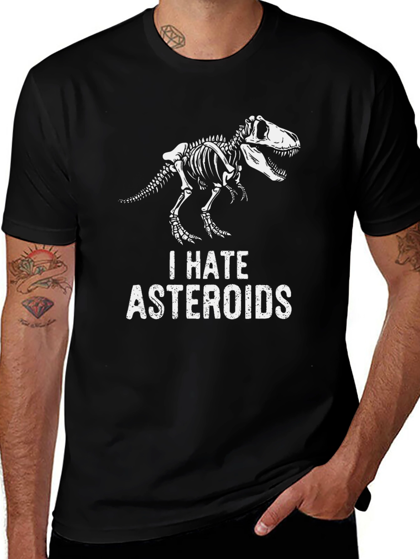 I Hate Asteroids T-Rex Skeleton Graphic Tee