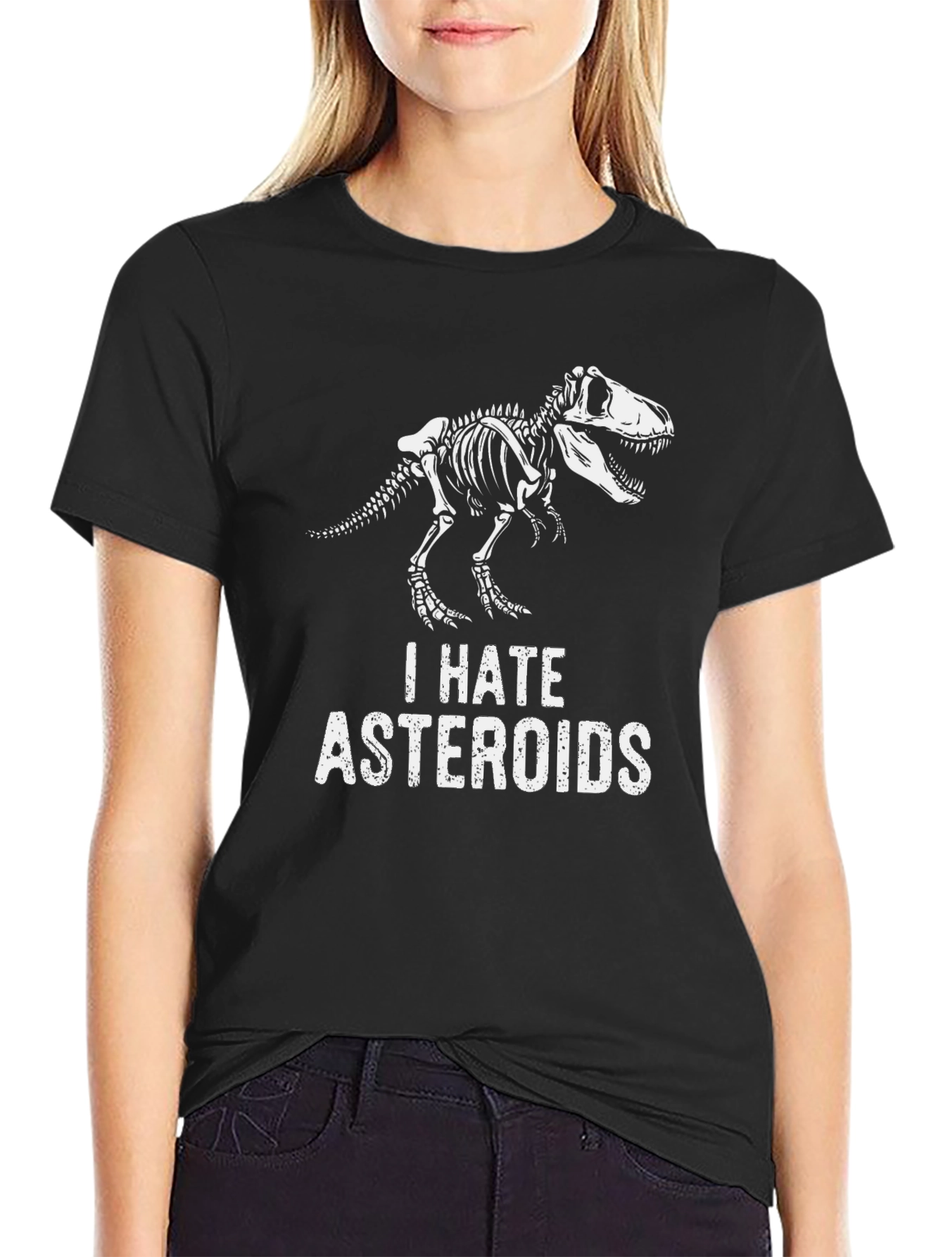 I Hate Asteroids T-Rex Skeleton Graphic Tee