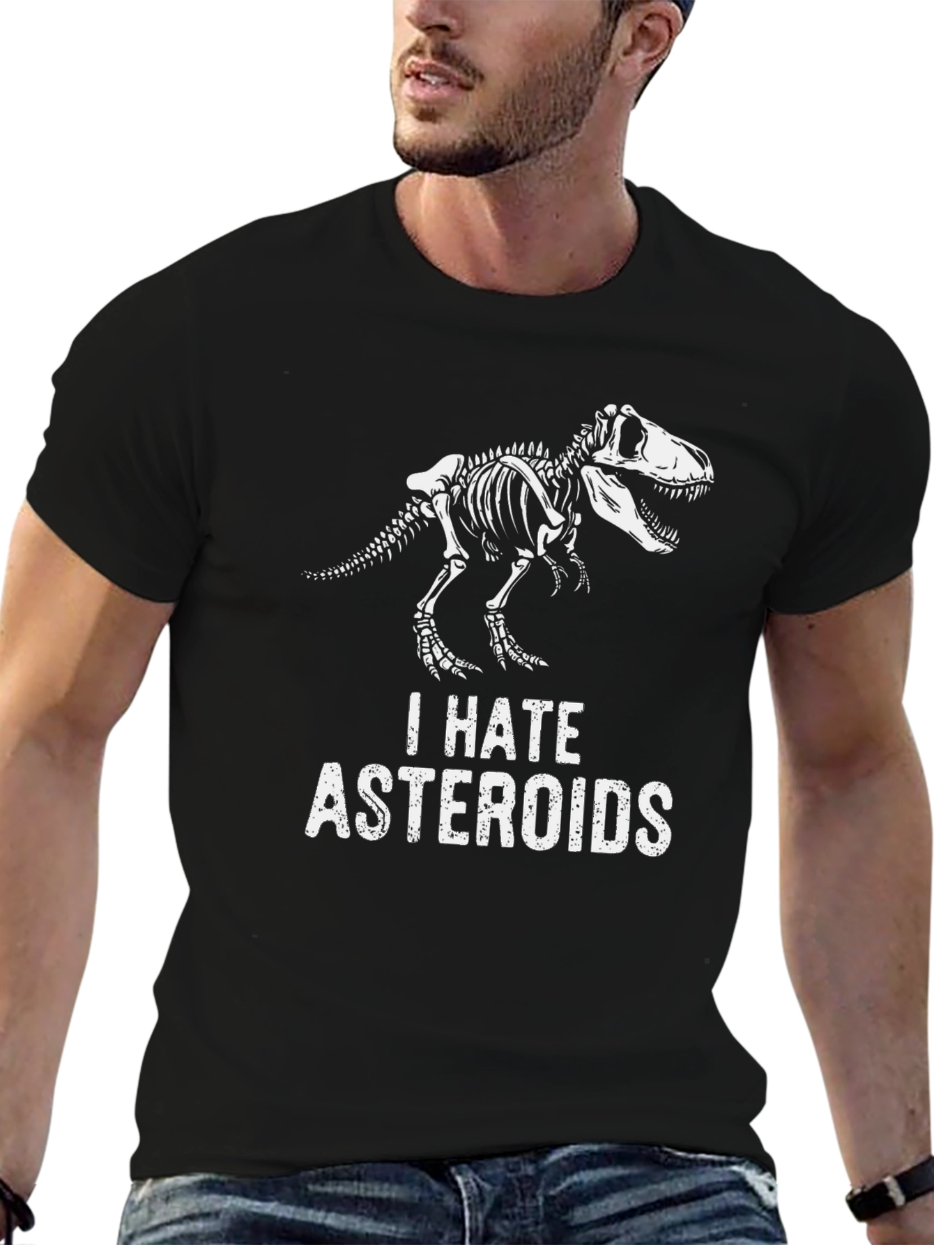 I Hate Asteroids T-Rex Skeleton Graphic Tee