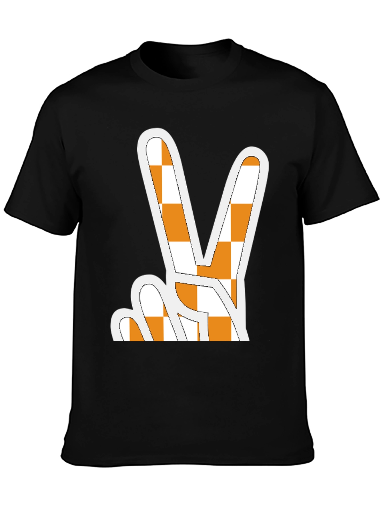 Checkerboard Peace Sign Graphic Tee - Black