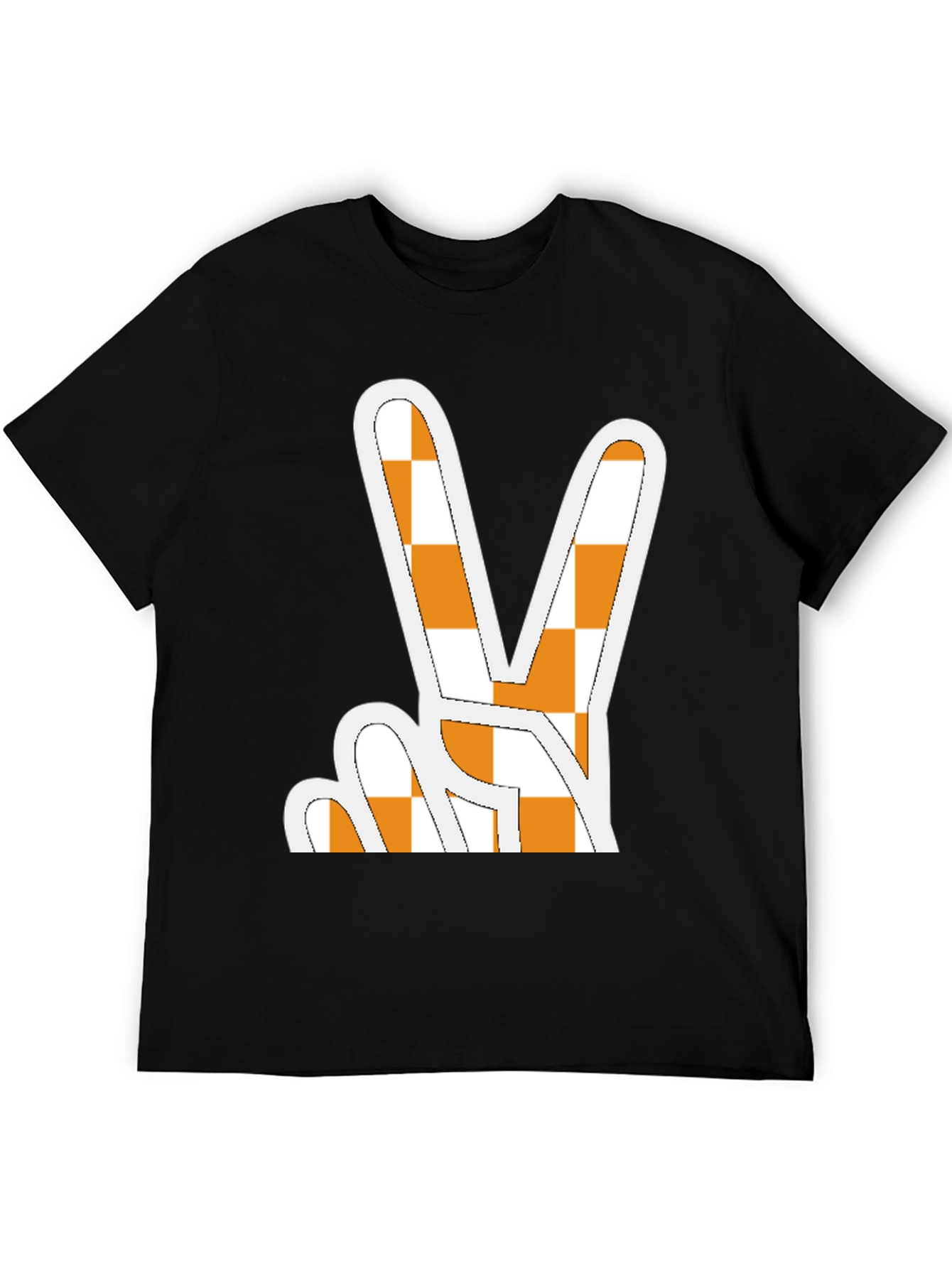 Checkerboard Peace Sign Graphic Tee - Black