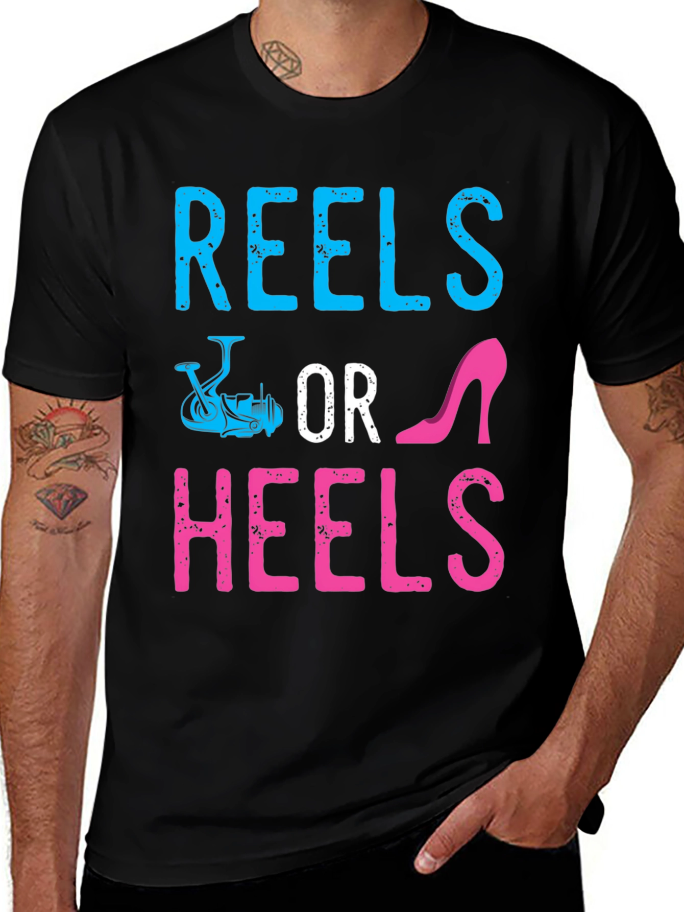 Reels or Heels Gender Reveal T-Shirt