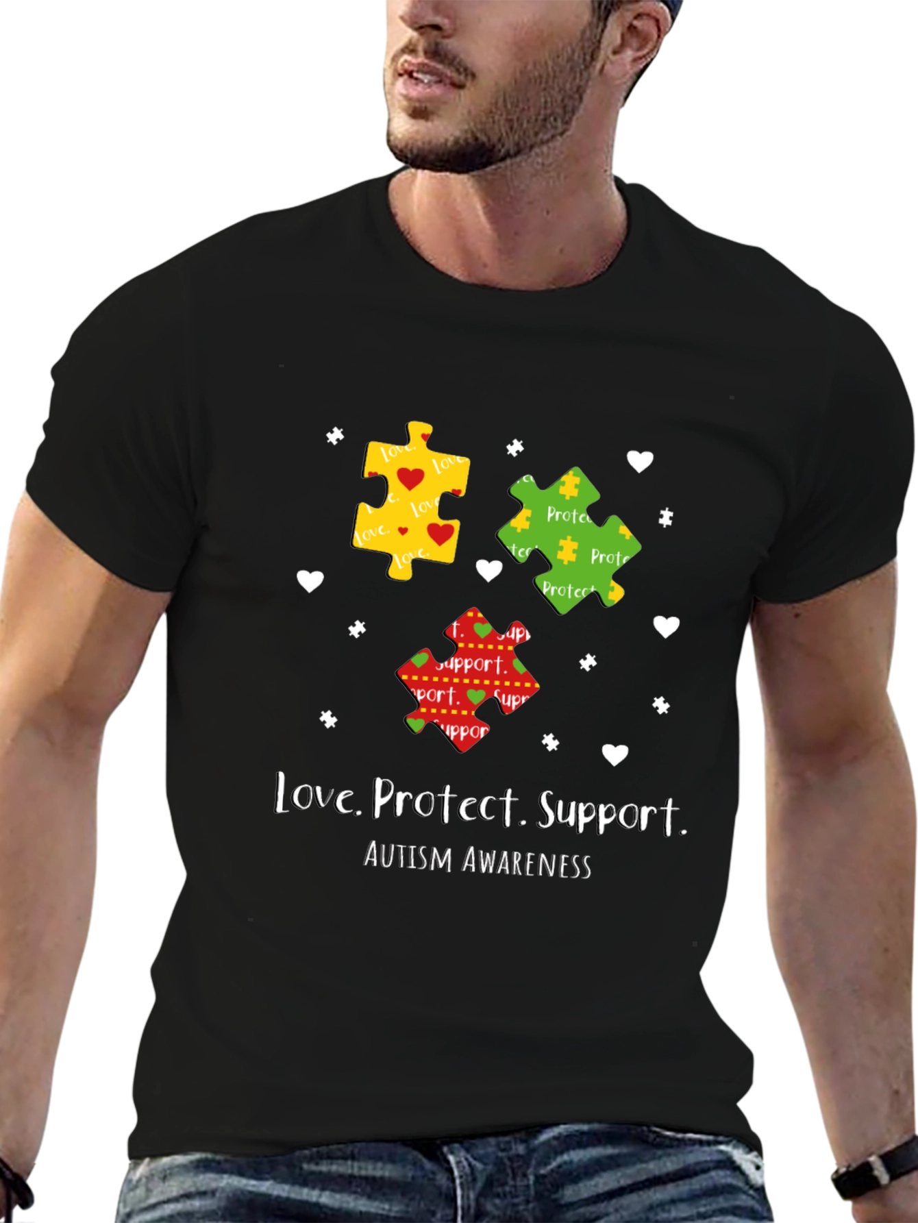 Autism Awareness Graphic Tee - Love Protect Support