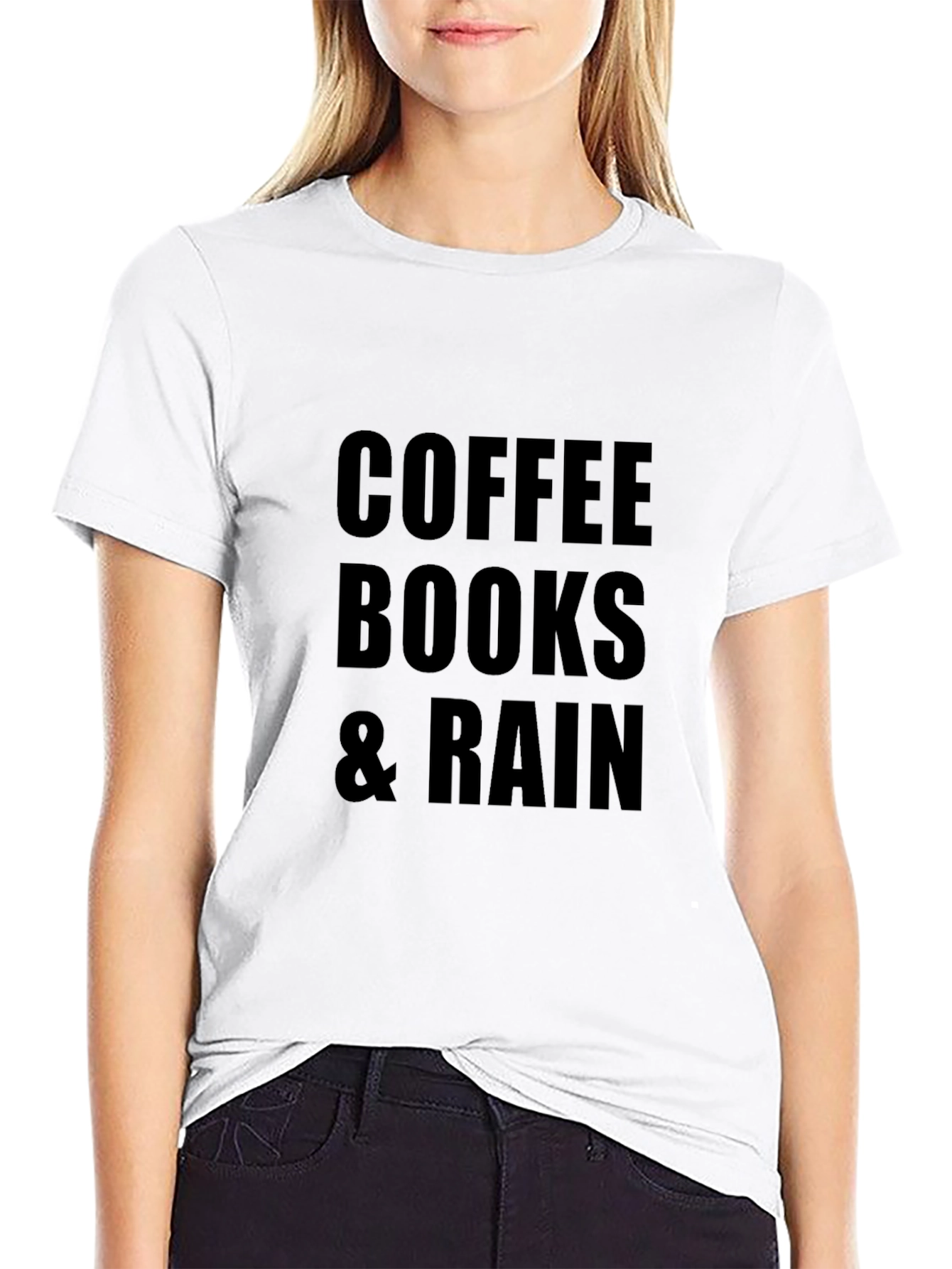 Coffee Books & Rain Black T-Shirt