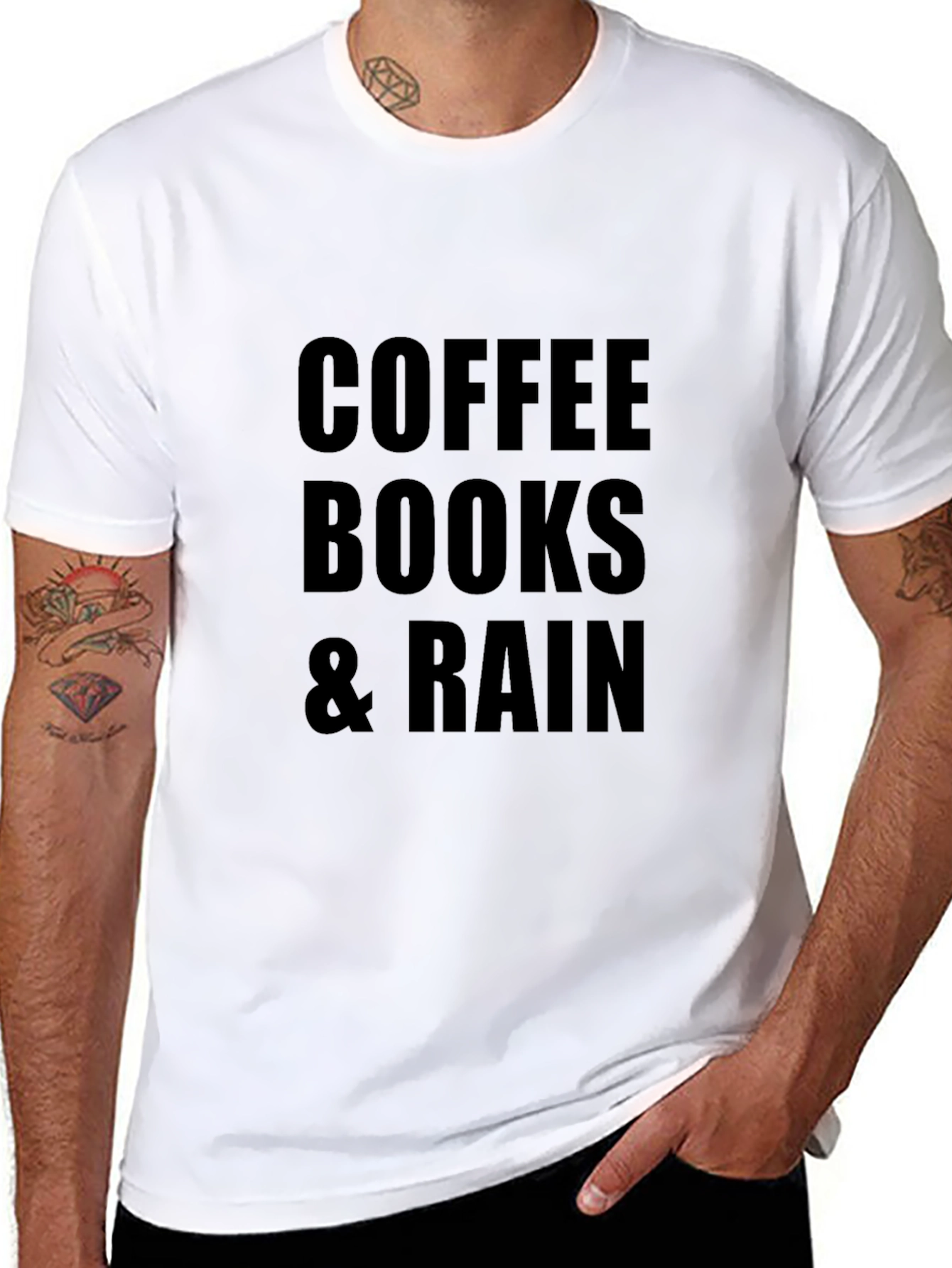 Coffee Books & Rain Black T-Shirt