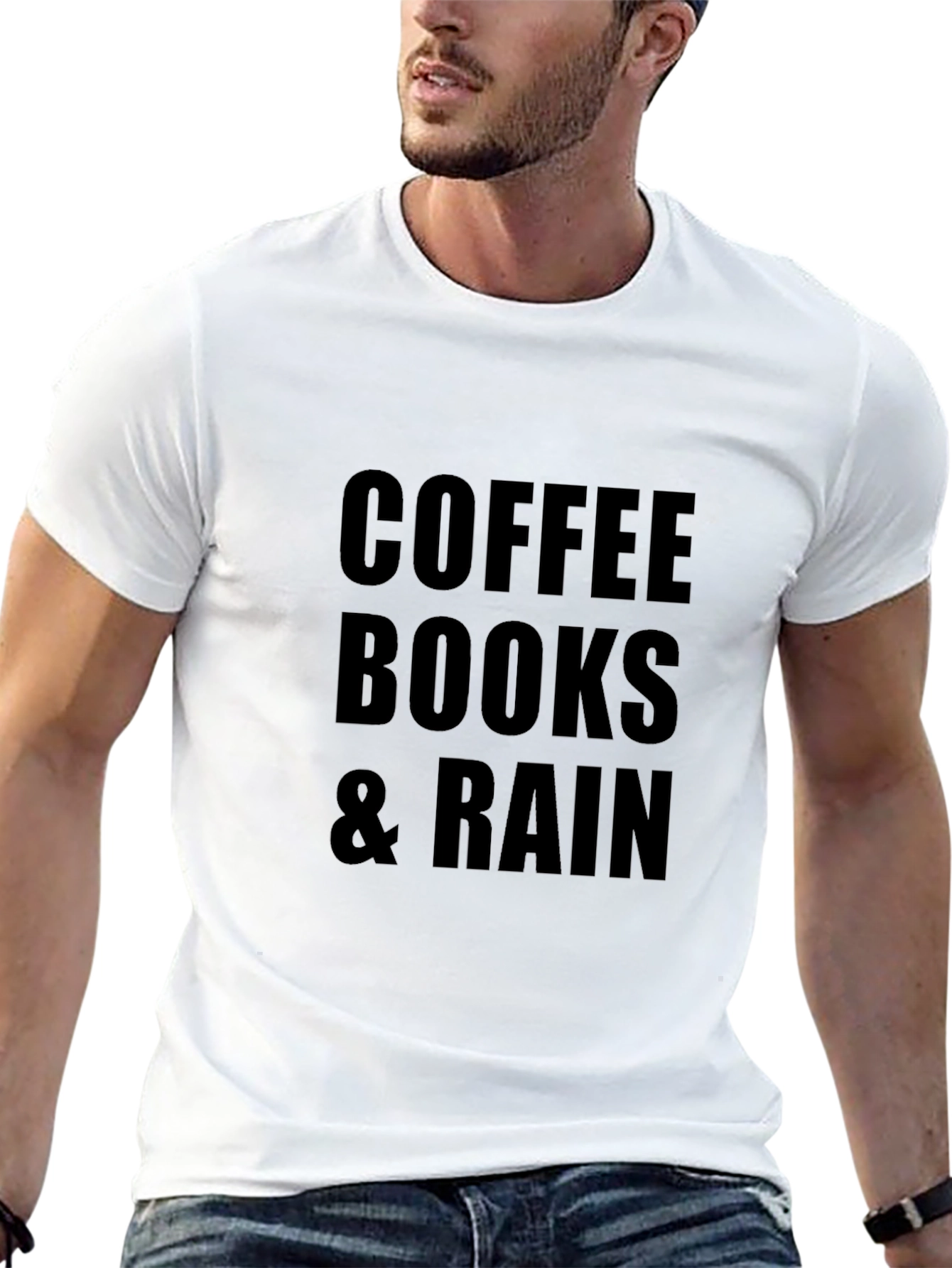 Coffee Books & Rain Black T-Shirt