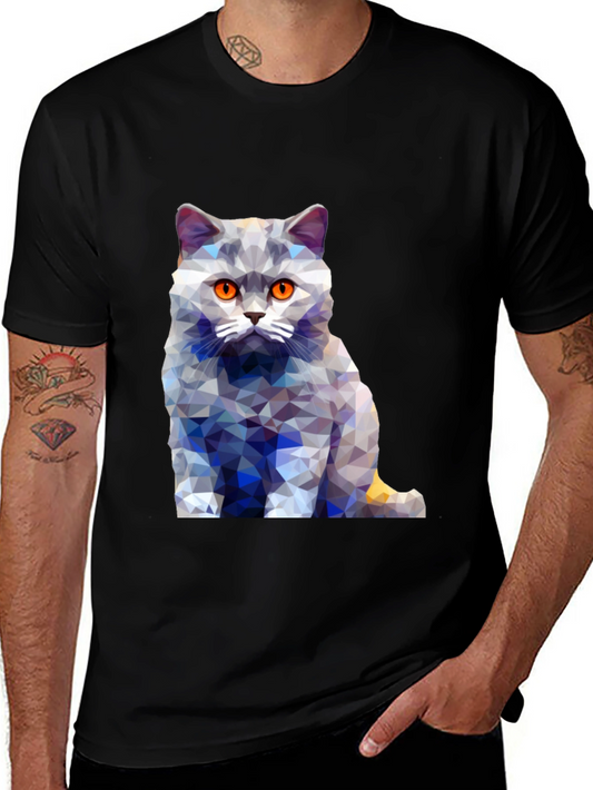 Geometric Cat T-Shirt - Abstract Design