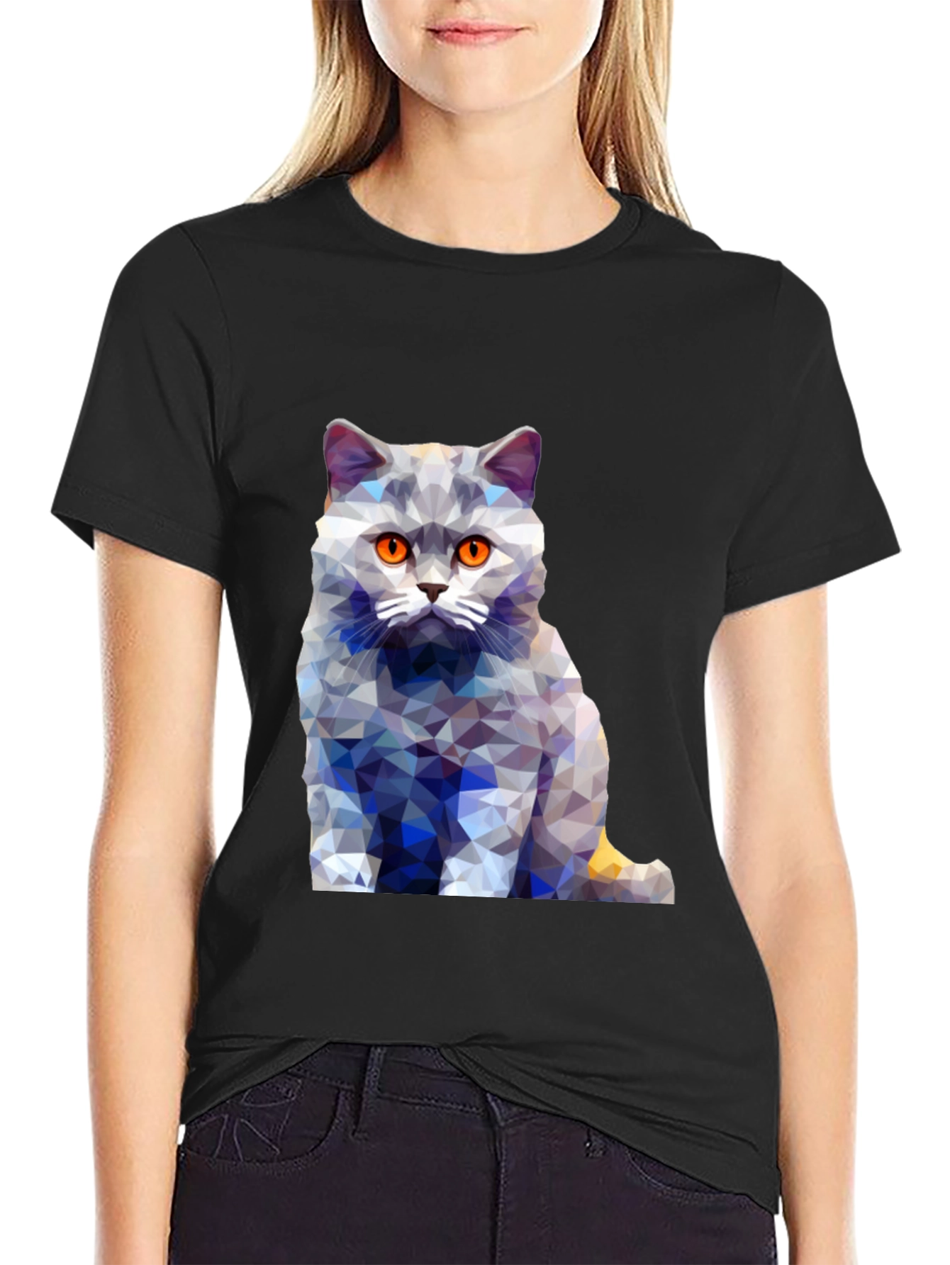 Geometric Cat T-Shirt - Abstract Design