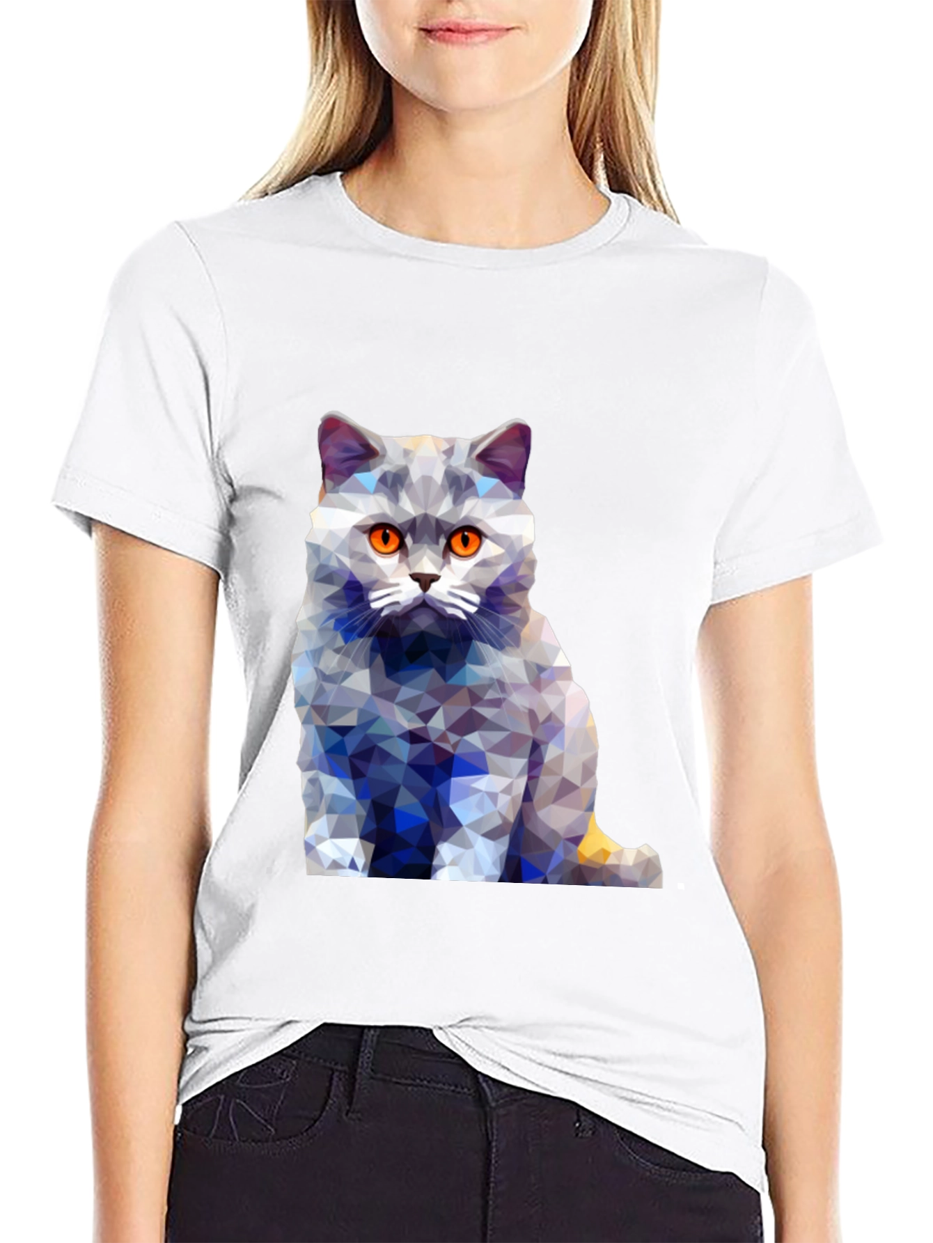 Geometric Cat T-Shirt - Abstract Design