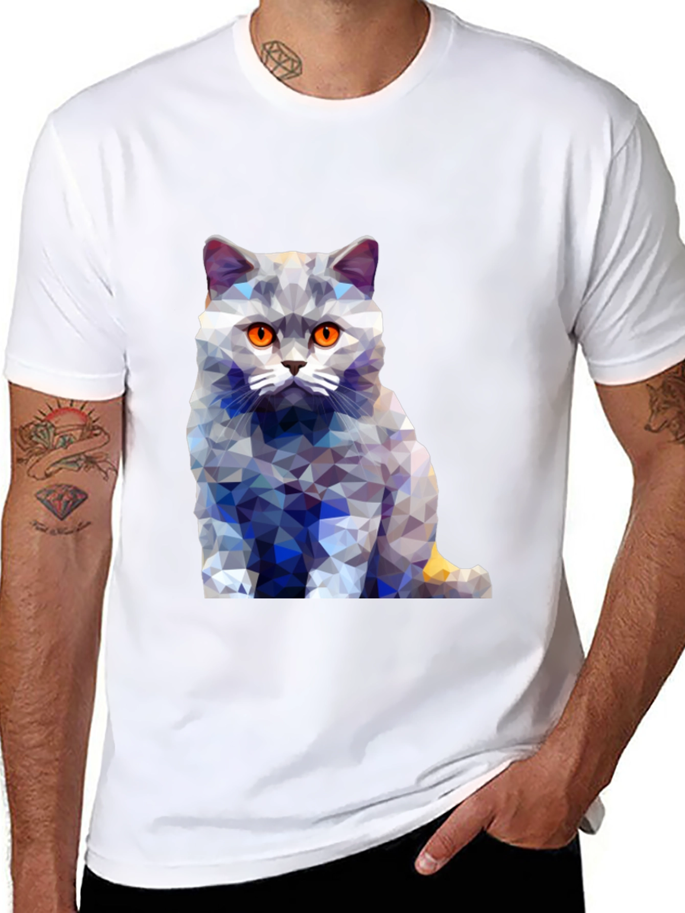 Geometric Cat T-Shirt - Abstract Design