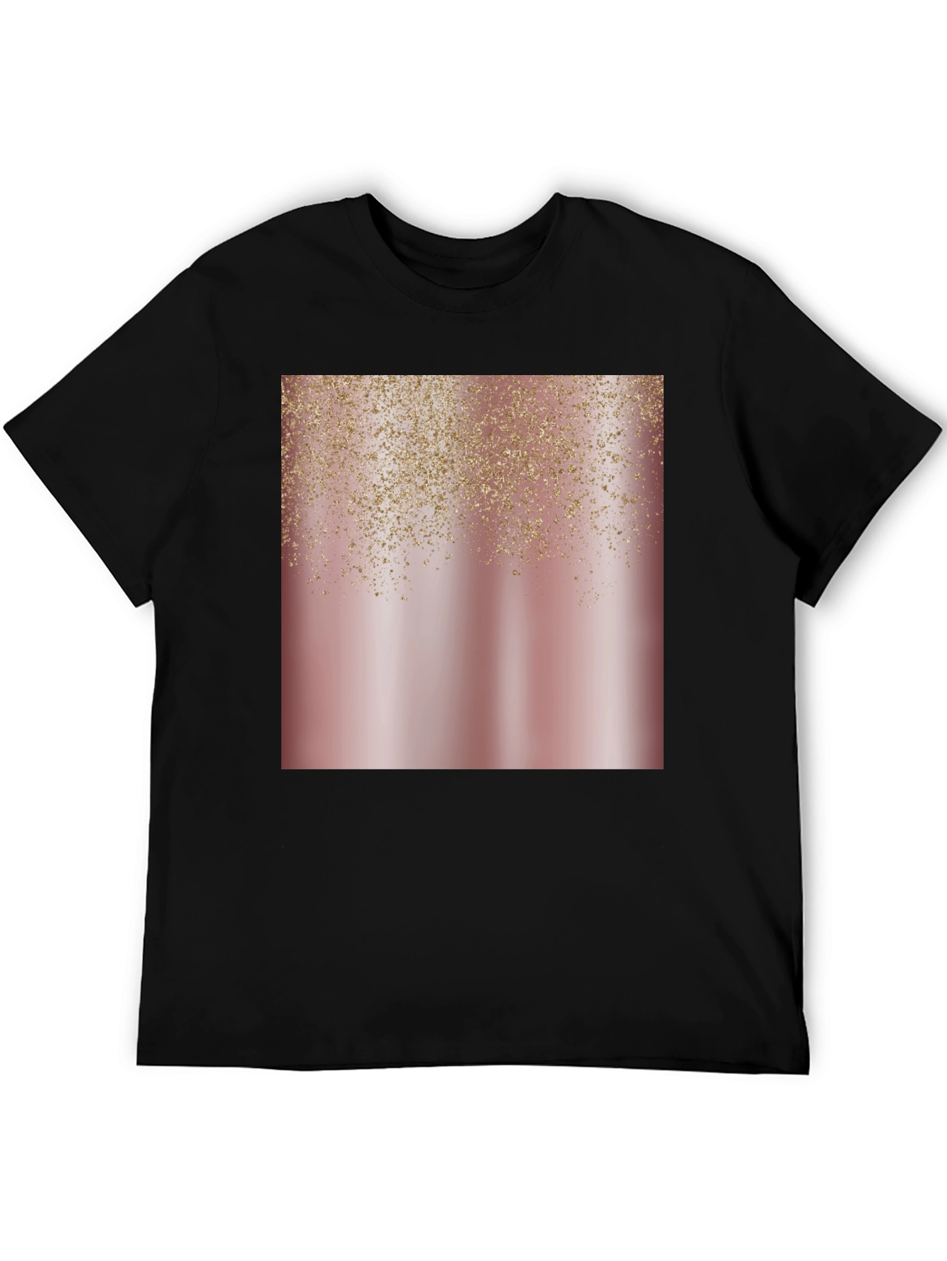 Rose Gold Glitter Cascade Black Tee