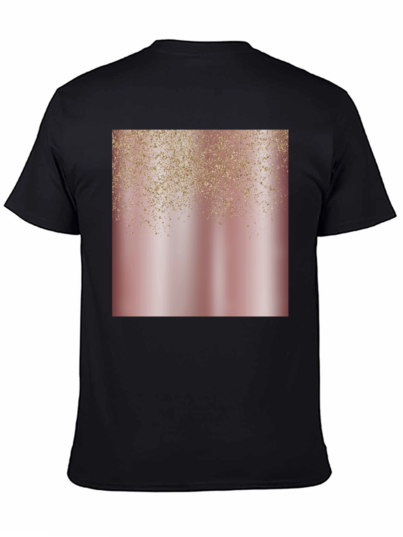 Rose Gold Glitter Cascade Black Tee