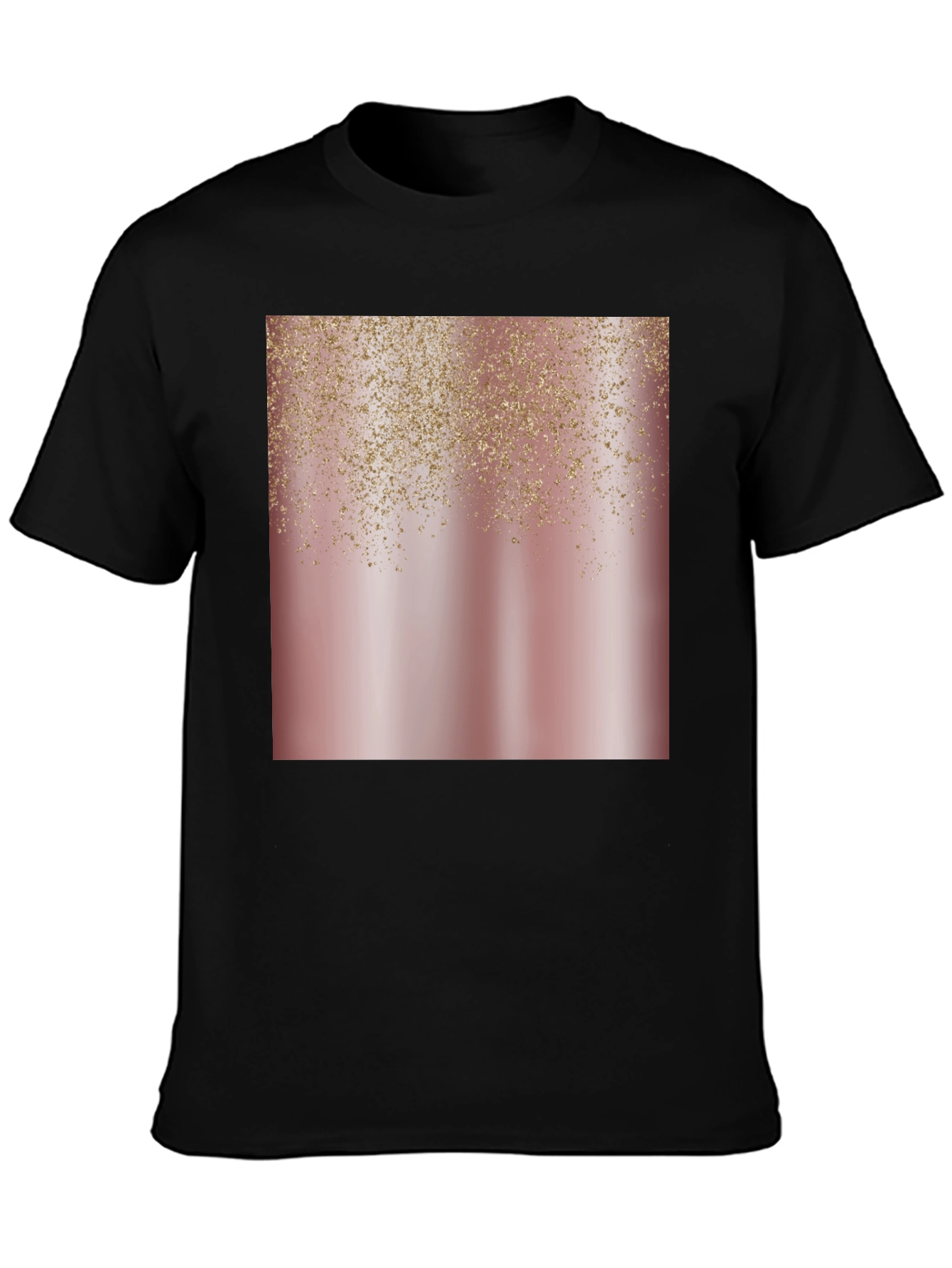 Rose Gold Glitter Cascade Black Tee