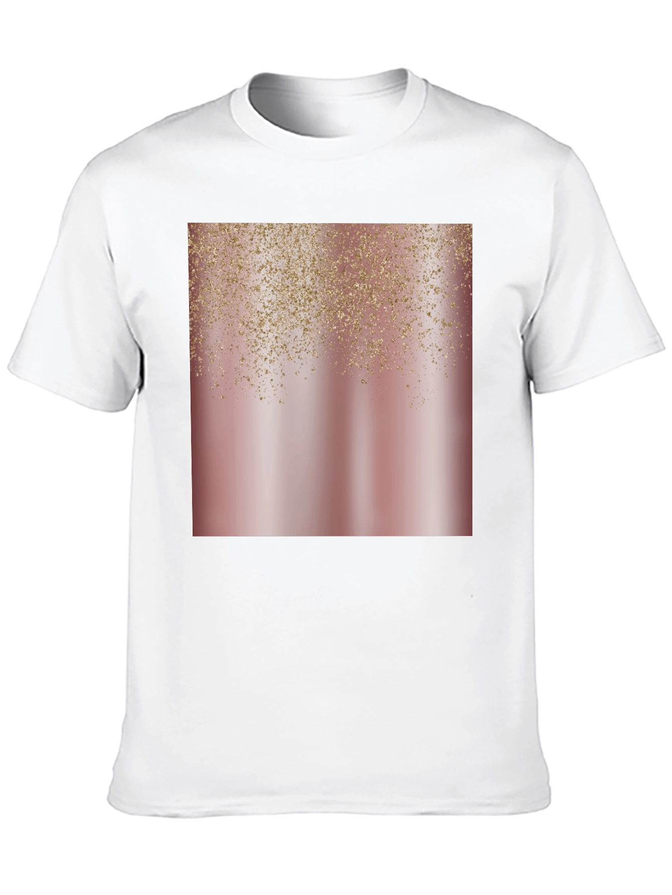 Rose Gold Glitter Cascade Black Tee