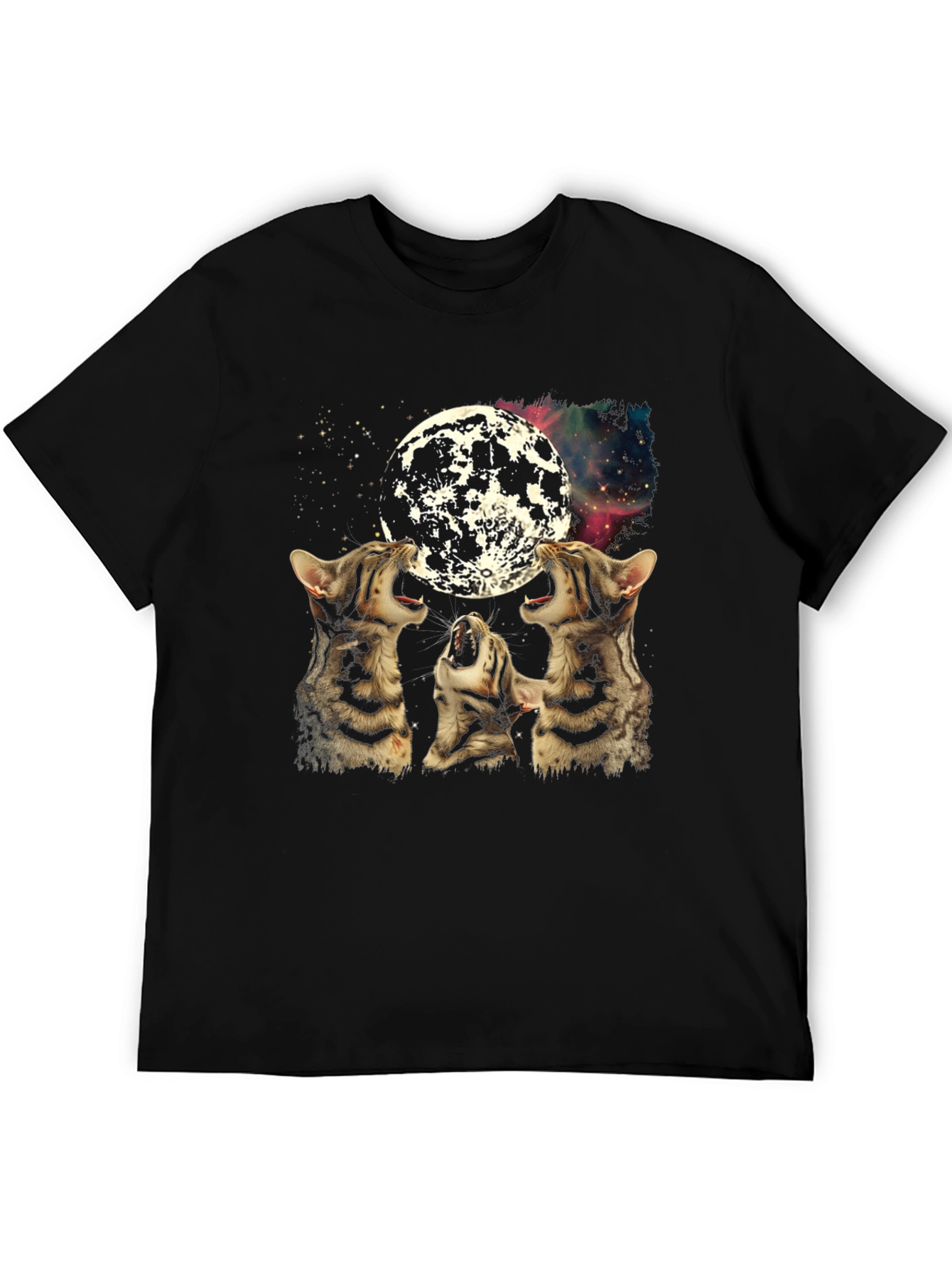 Three Cats Howling at Moon Graphic Tee