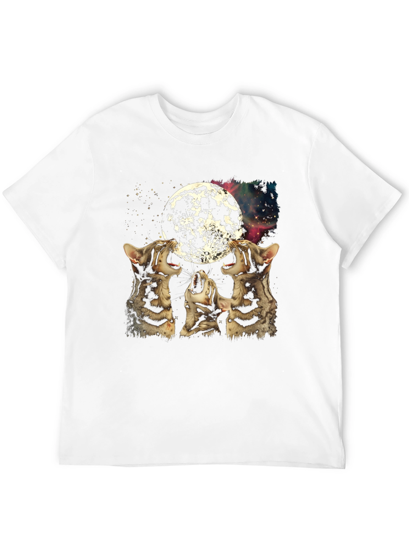 Three Cats Howling at Moon Graphic Tee