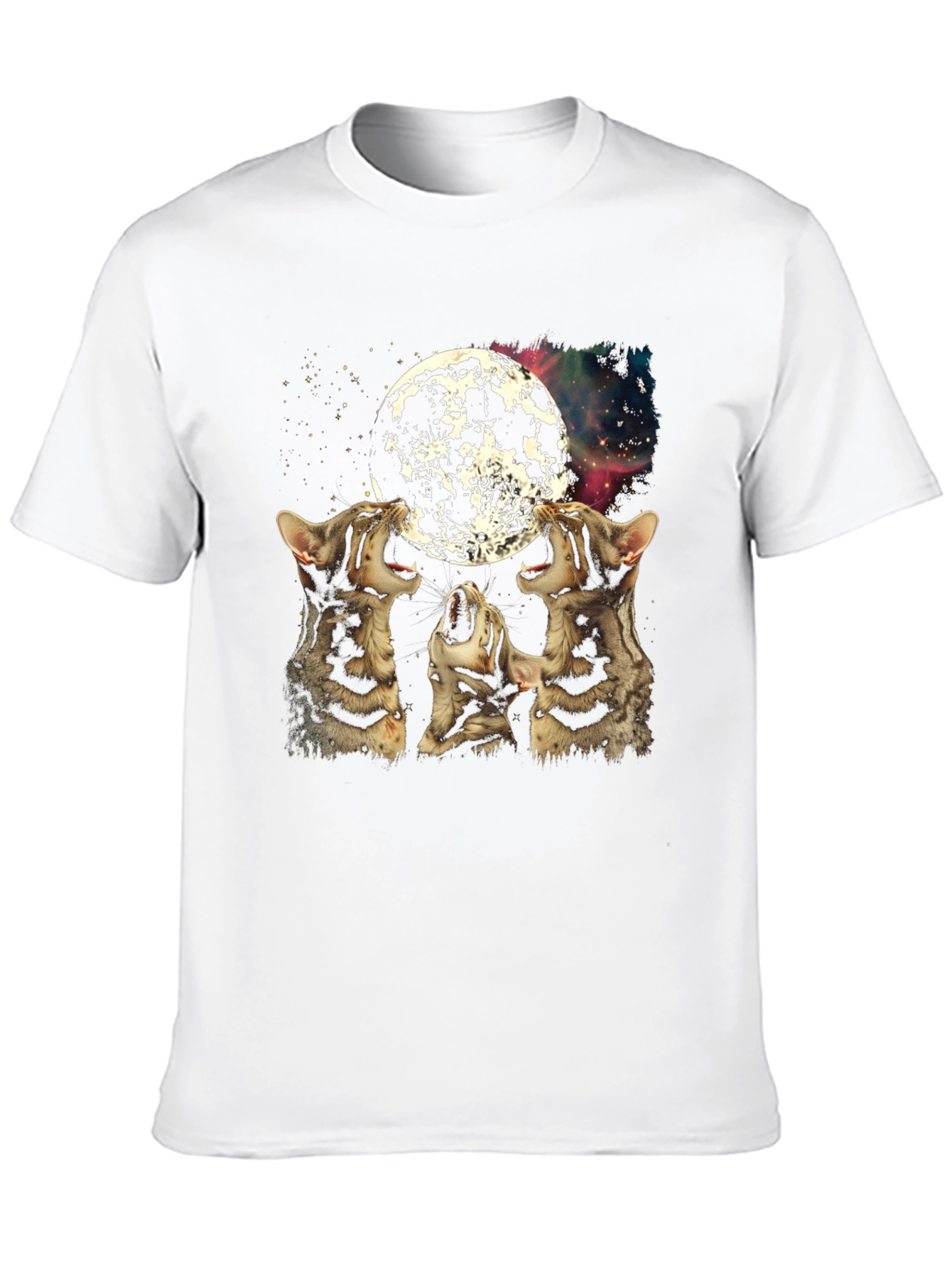 Three Cats Howling at Moon Graphic Tee