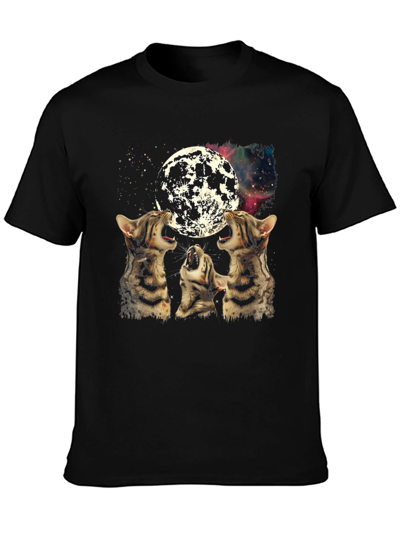 Three Cats Howling at Moon Graphic Tee